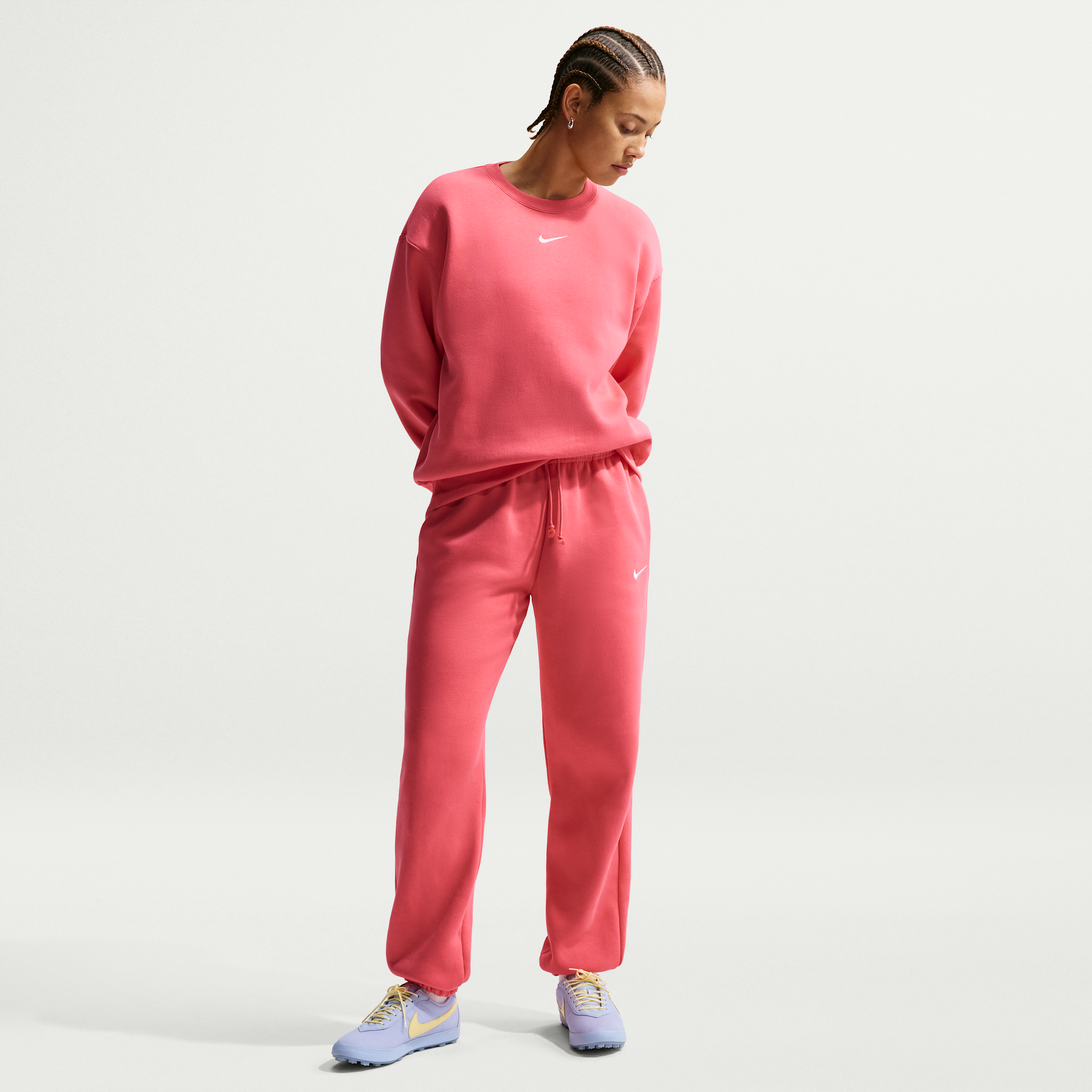 Women's Nike Sportswear Phoenix Fleece High-Waisted Oversized Sweatpants in Pink | FZ5996-894