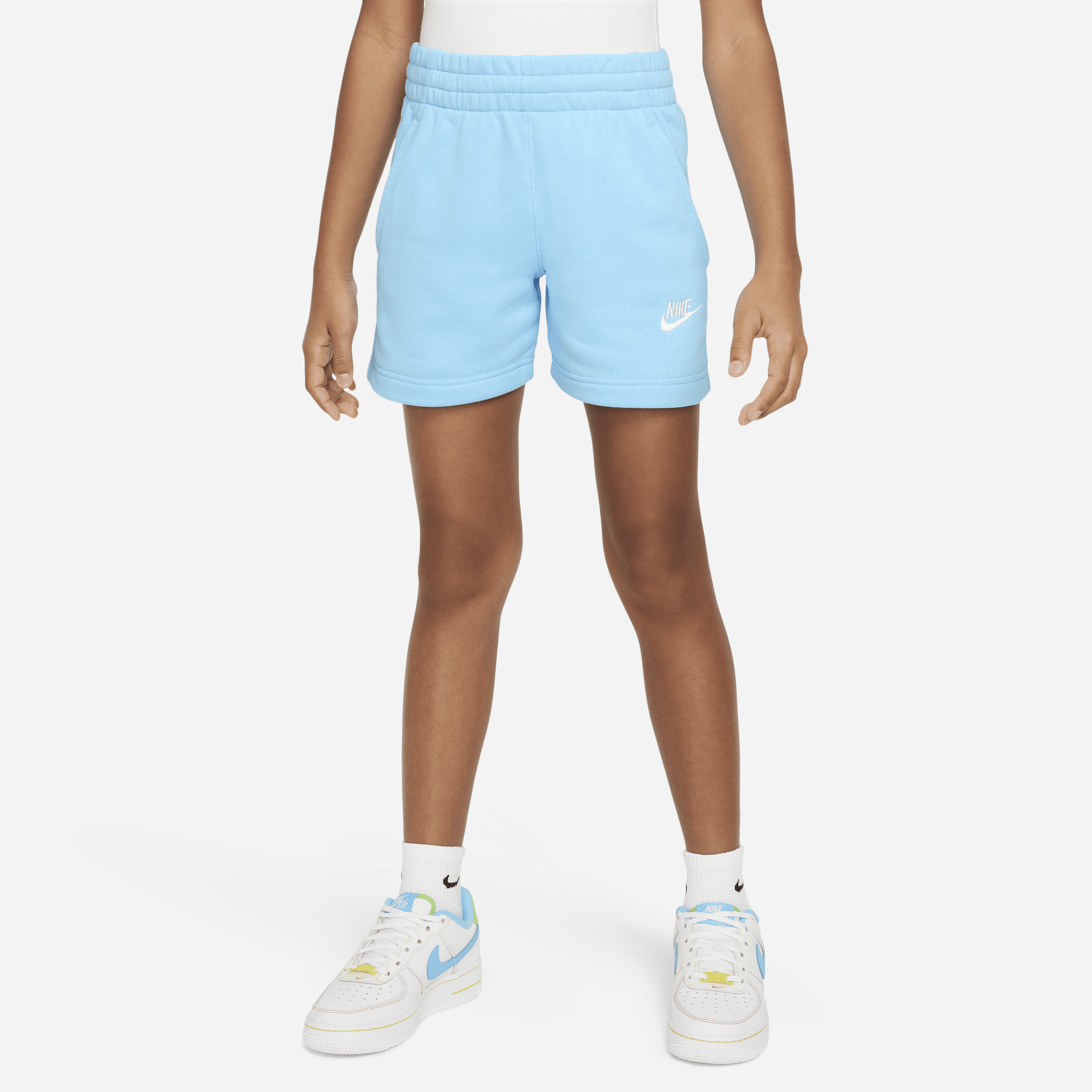 Nike Sportswear Club Fleece Big Kids' (girls') 5" French Terry Shorts In Blue