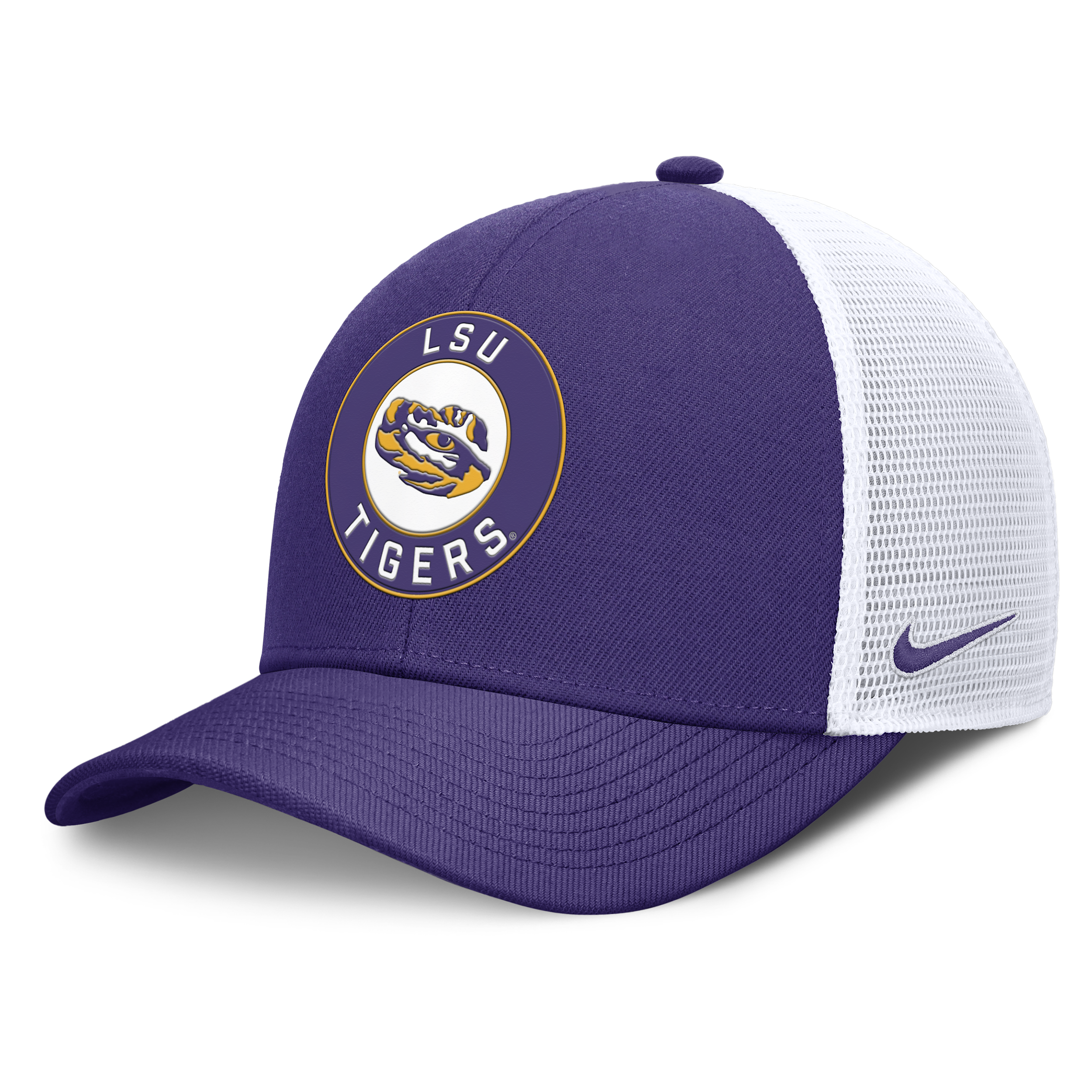Nike Purple/white Lsu Tigers Rise Primetime Performance Trucker Adjustable Hat In Multi