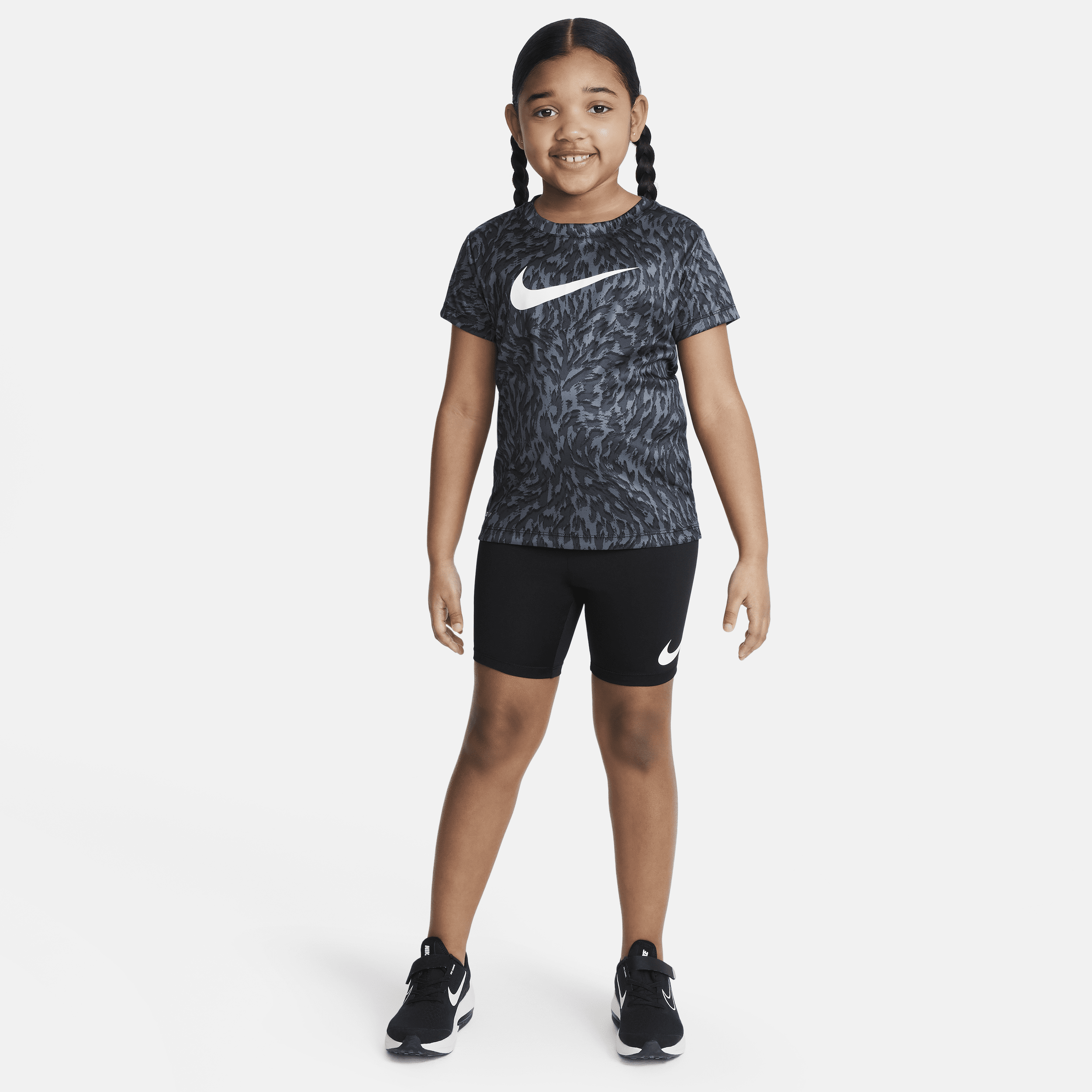Nike Dri-fit Veneer Little Kids' Bike Shorts Set In Black