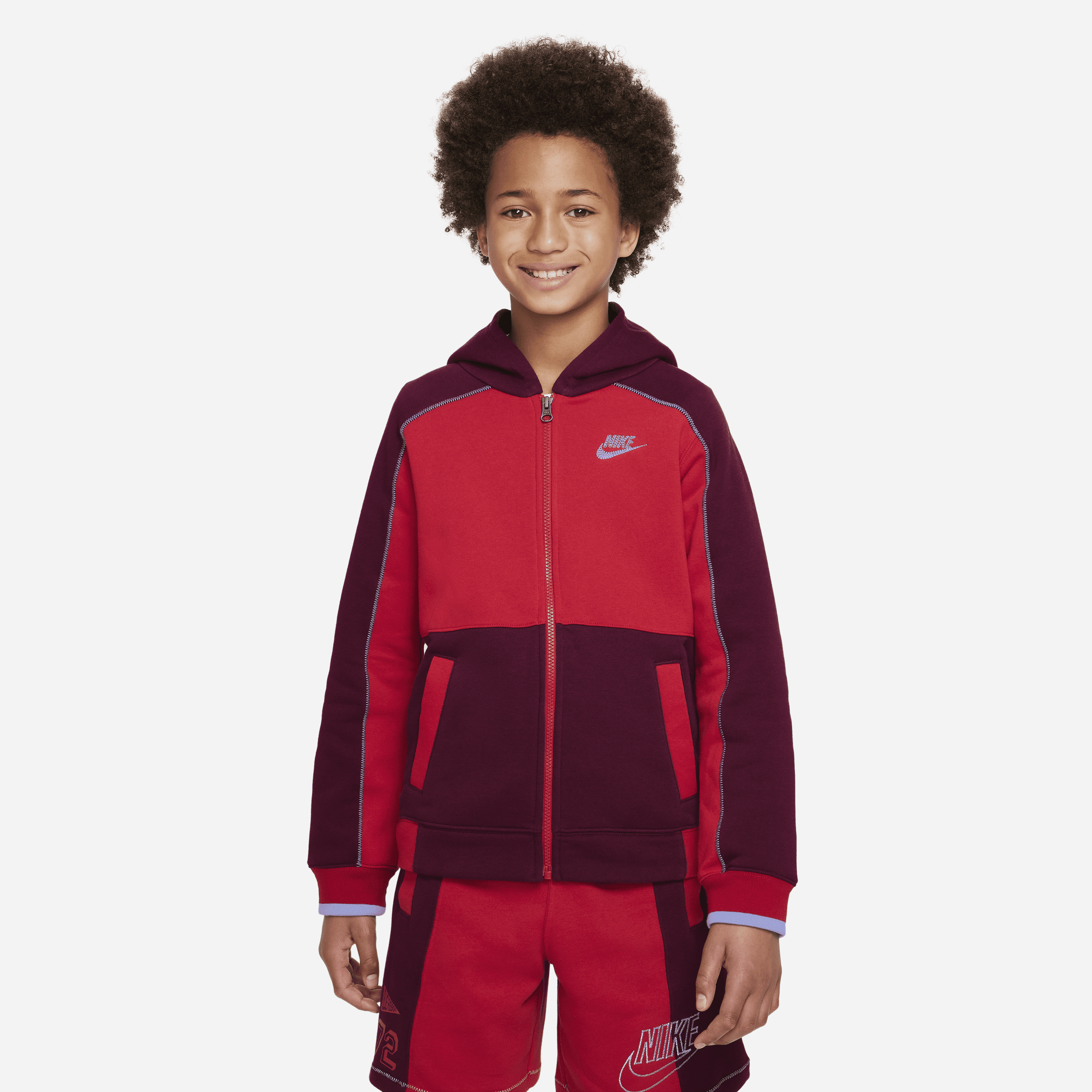 Nike Sportswear Big Kids' (boys') Full-zip Hoodie In Red