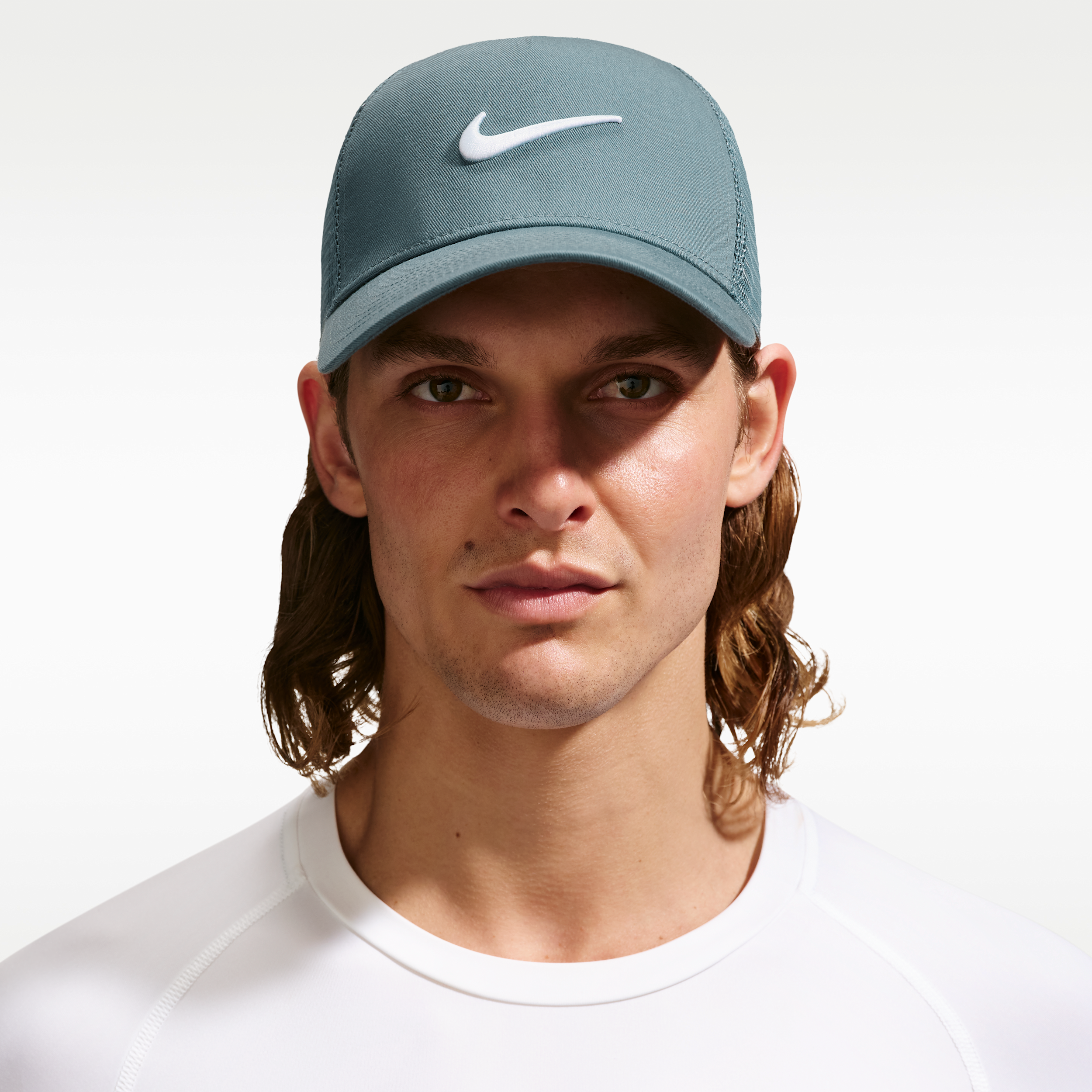Nike Rise Structured Trucker Cap, Men's, Medium/Large, Mineral Slate/White