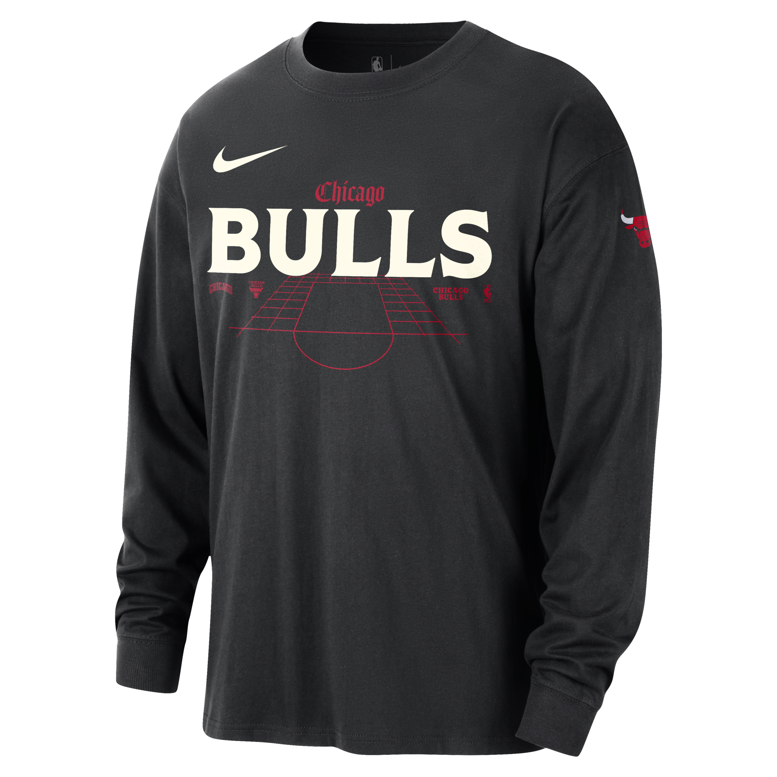 Nike Chicago Bulls  Men's Nba Long-sleeve Max90 T-shirt In Black
