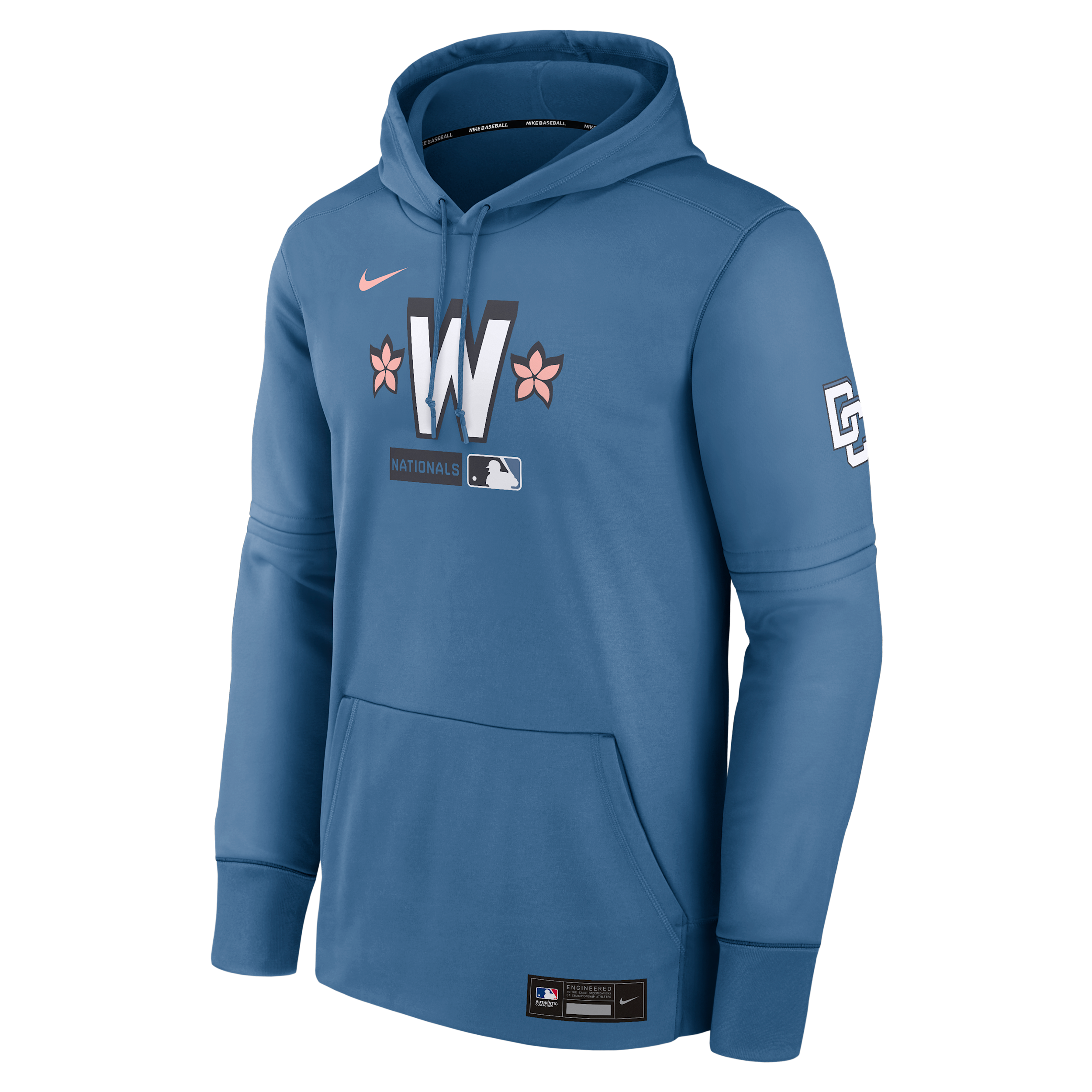 Men's Washington Nationals Authentic Collection City Connect Nike Therma MLB Pullover Hoodie in Blue | NAC30CLYWTL-HR3