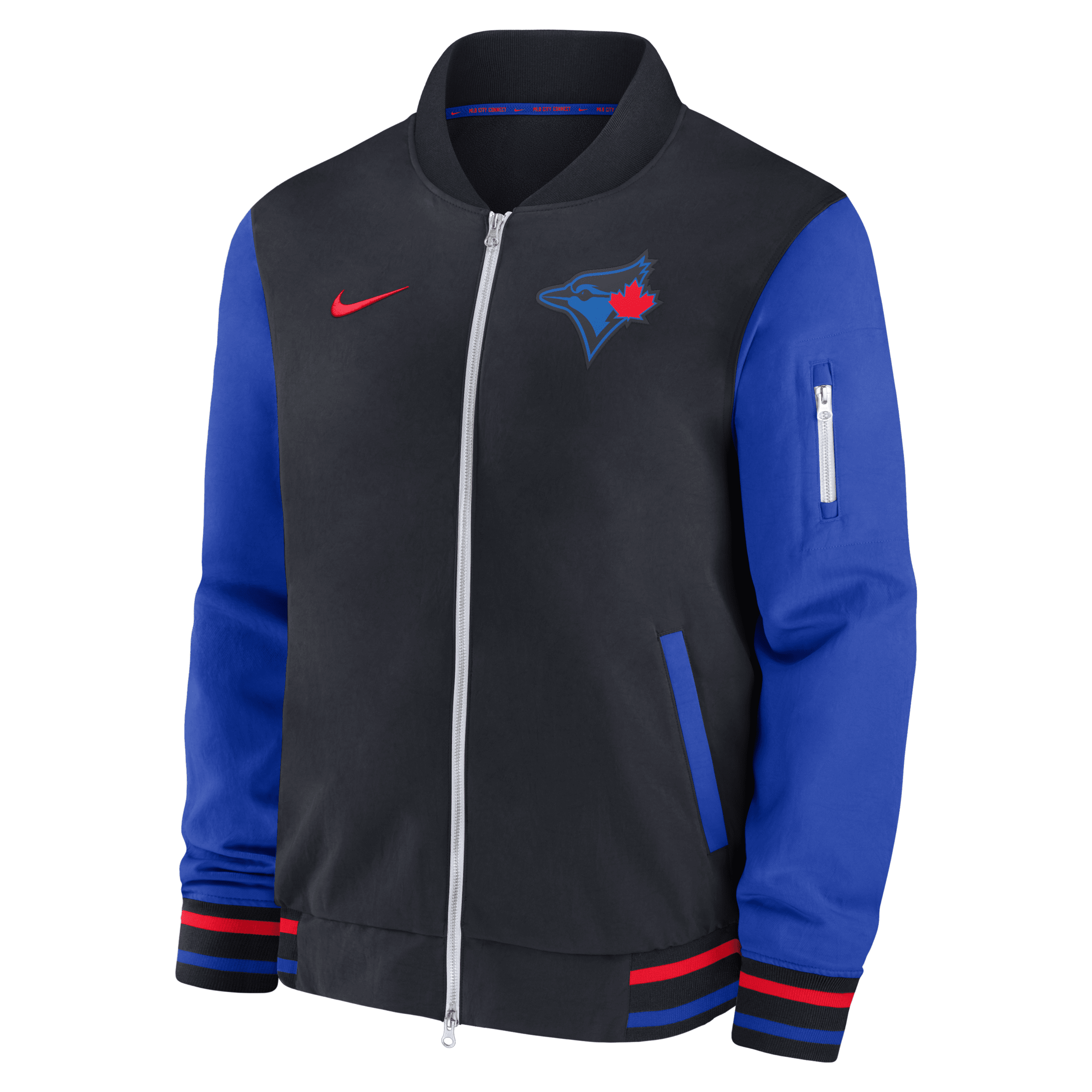 Nike Toronto Blue Jays Authentic Collection City Connect Game Time Men's Mlb Full-zip Bomber Jacket In Blue
