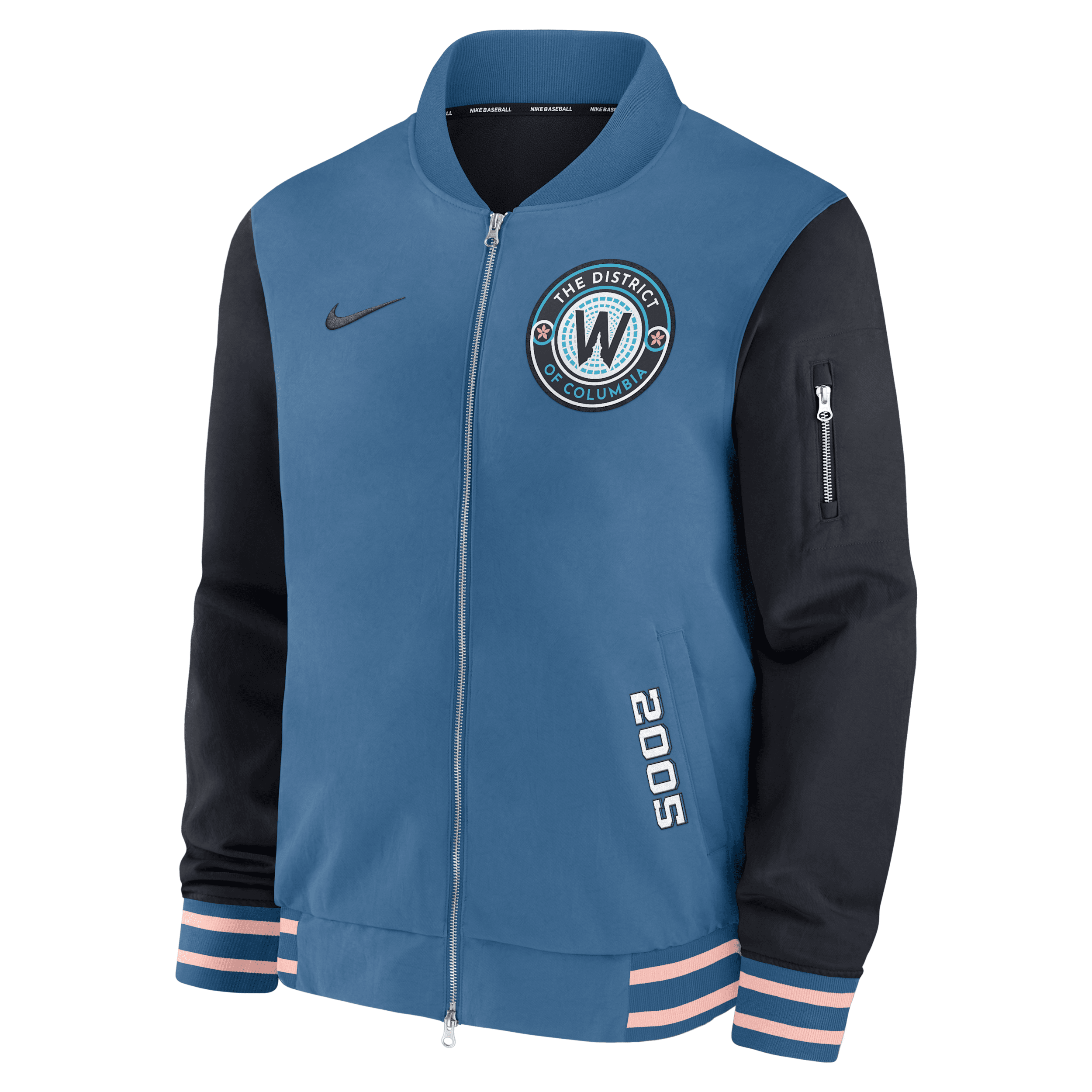 Nike Washington Nationals Authentic Collection City Connect Men's Mlb Full-zip Bomber Jacket In Blue