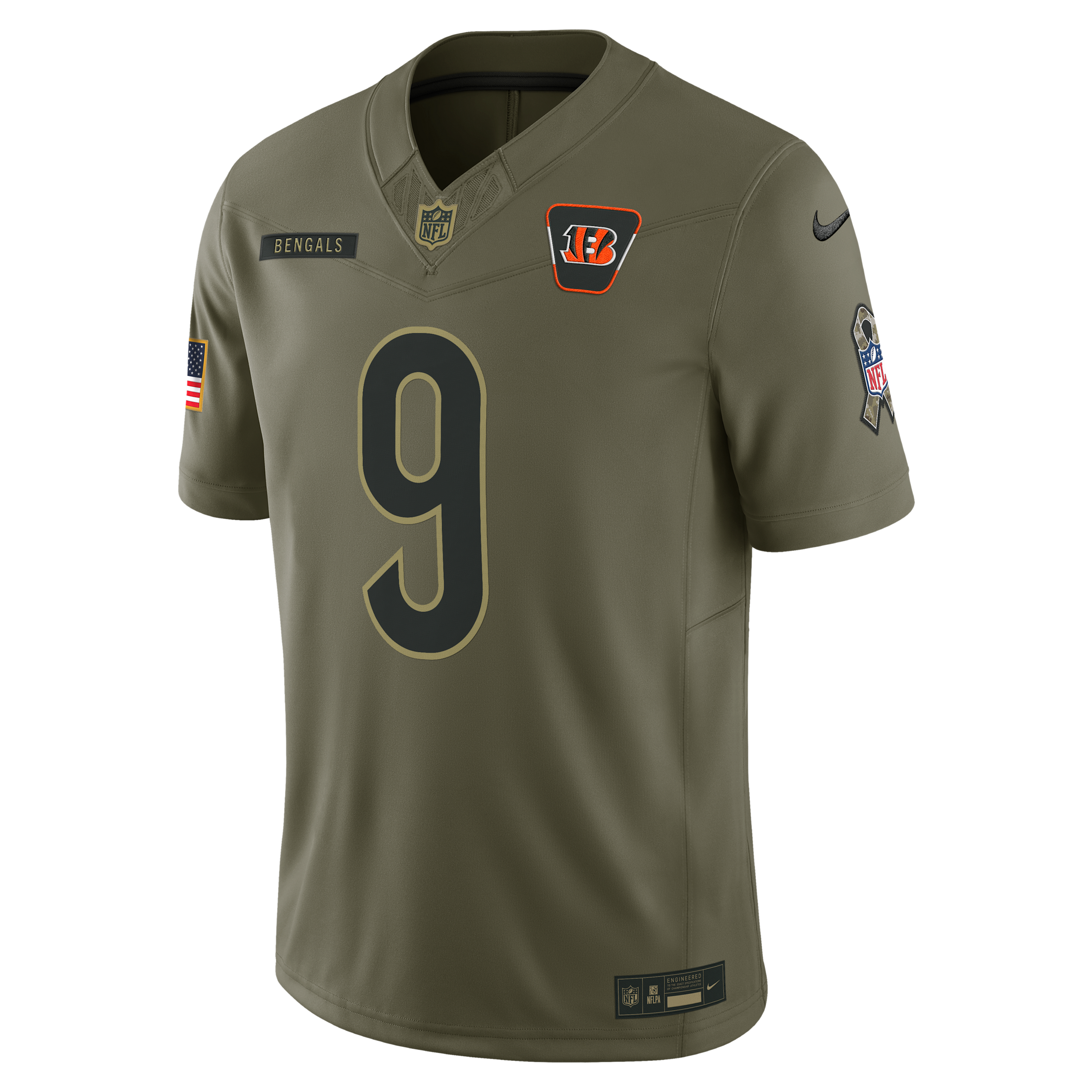 Nike Joe Burrow Cincinnati Bengals Salute To Service  Men's Dri-fit Nfl Limited Jersey In Brown