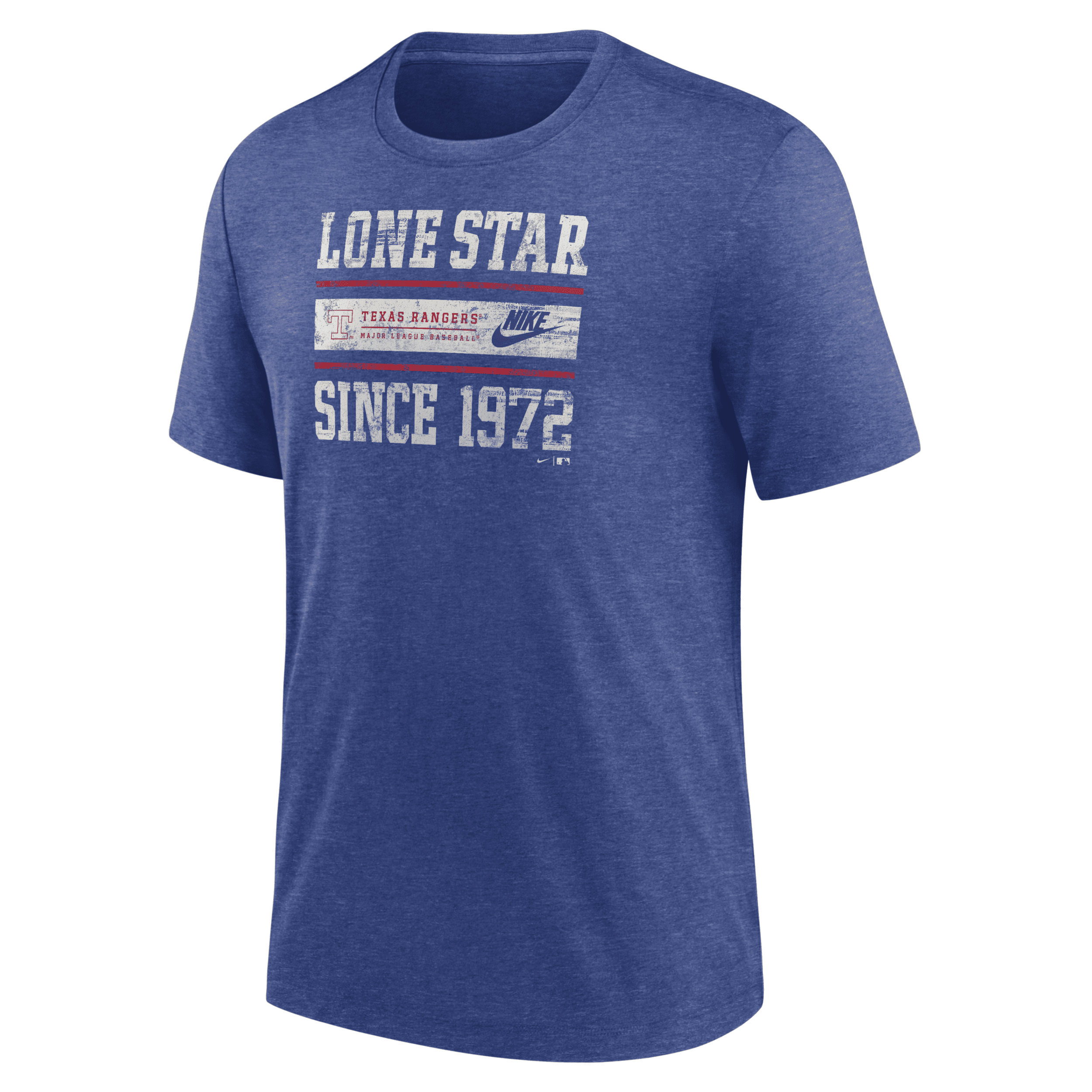 Nike Men's Heather Royal Texas Rangers Cooperstown Collection Local Stack Tri-blend T-shirt In Blue