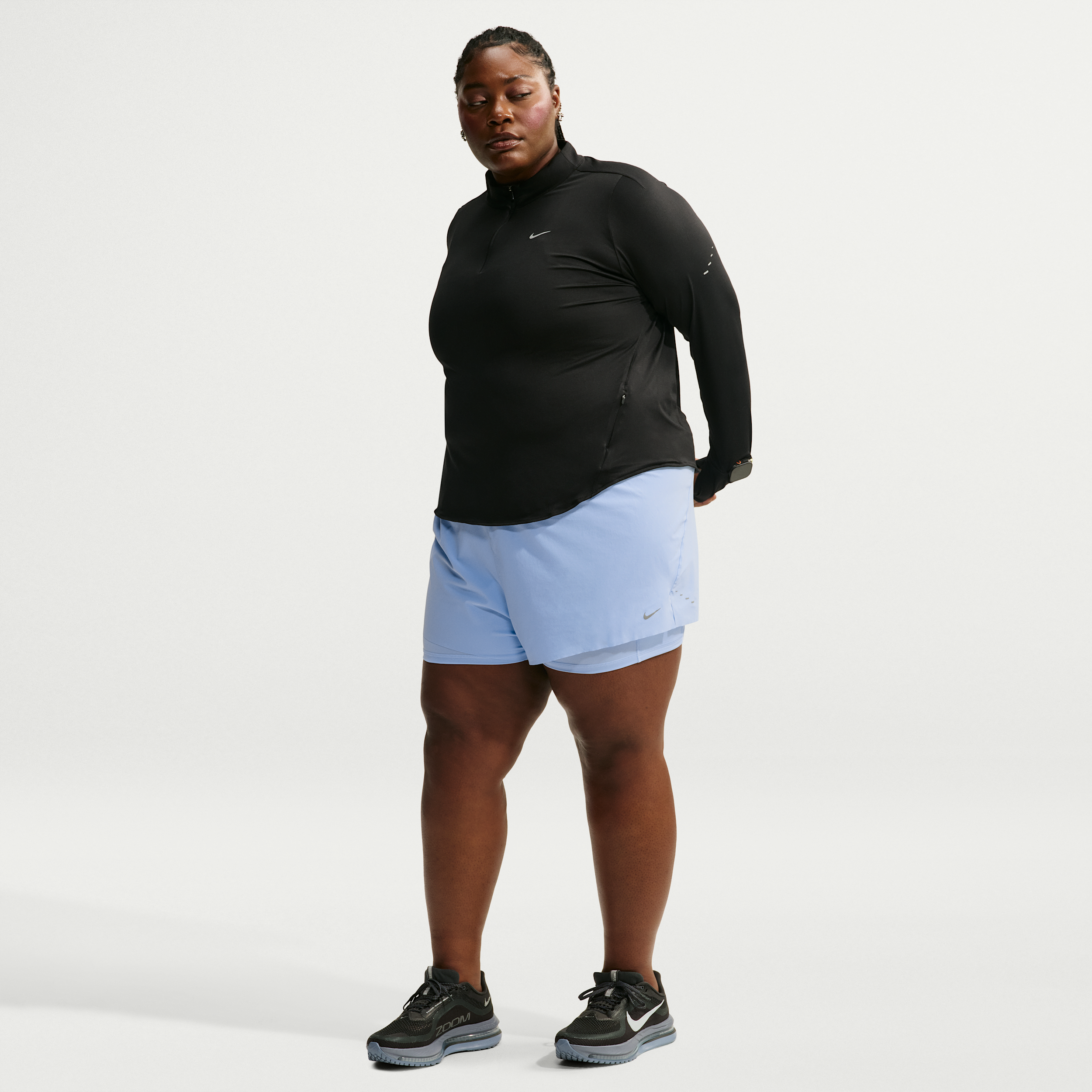 Nike Women's Swift Dri-FIT Mid-Rise 2-in-1 Running Shorts (Plus Size) in Blue | HQ8755-468