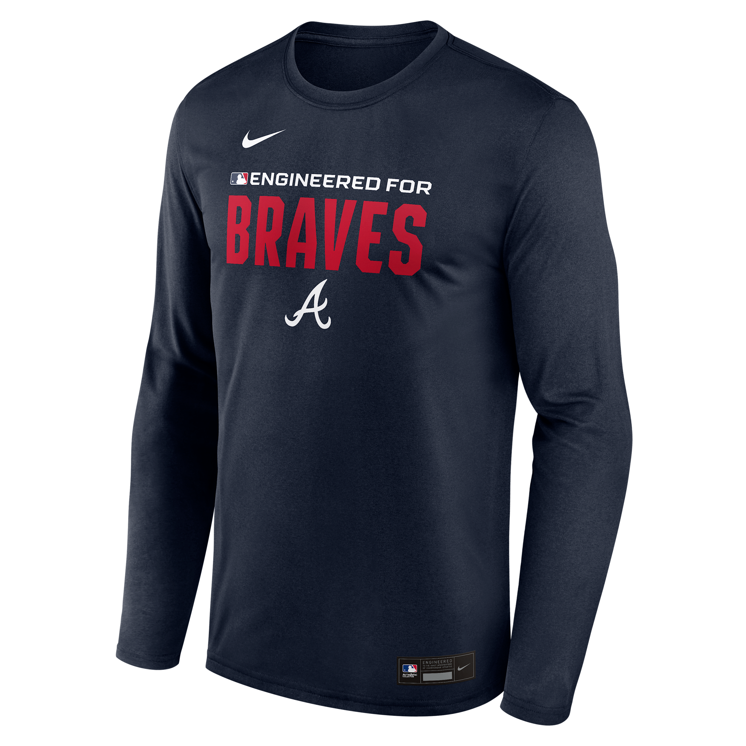 Atlanta Braves Authentic Collection Team Issue Nike Men's Dri-FIT MLB Long-Sleeve T-Shirt in Blue | 02TJ4RHAW-JE6