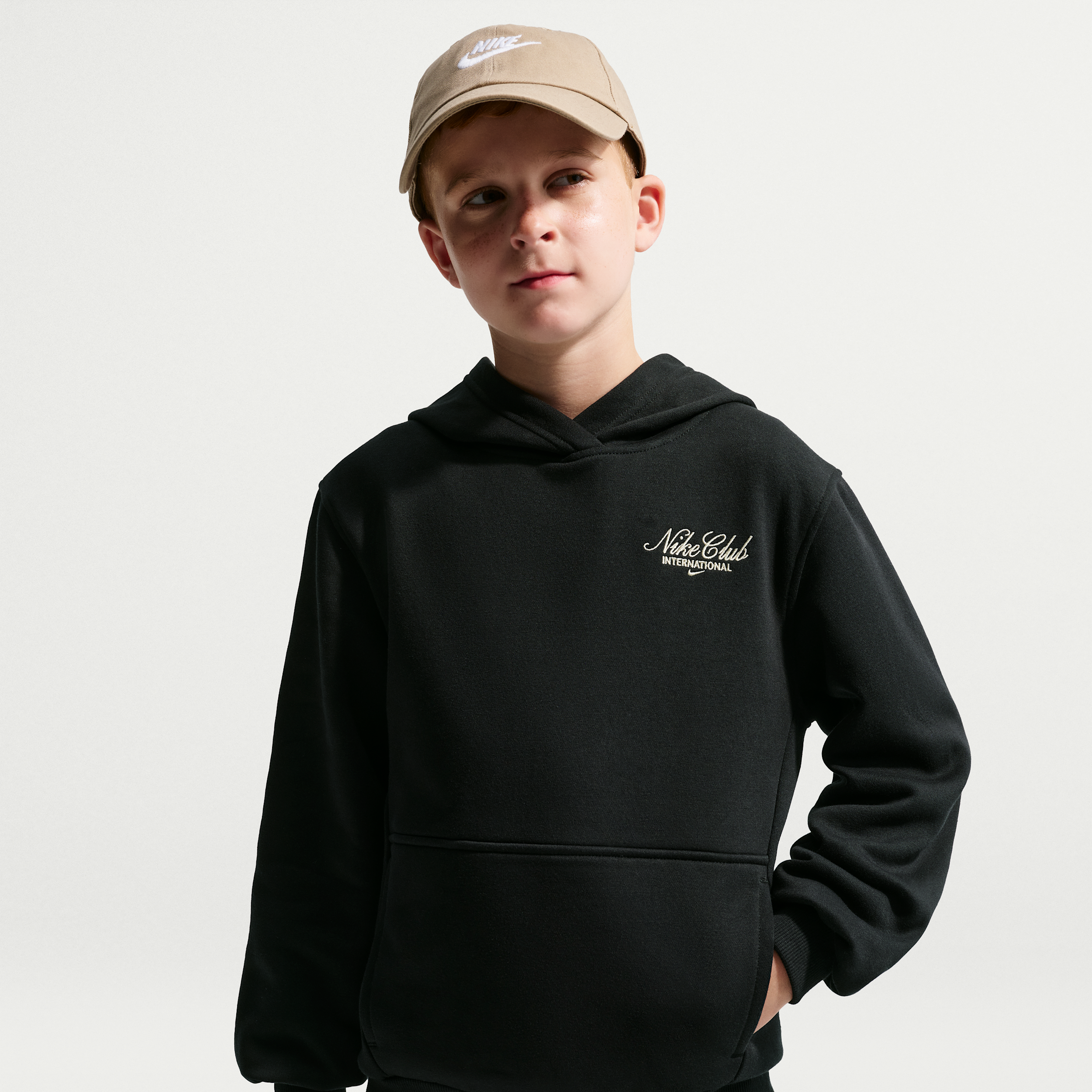 Nike Sportswear Club Fleece Big Kids' Hoodie in Black | IX6744-010