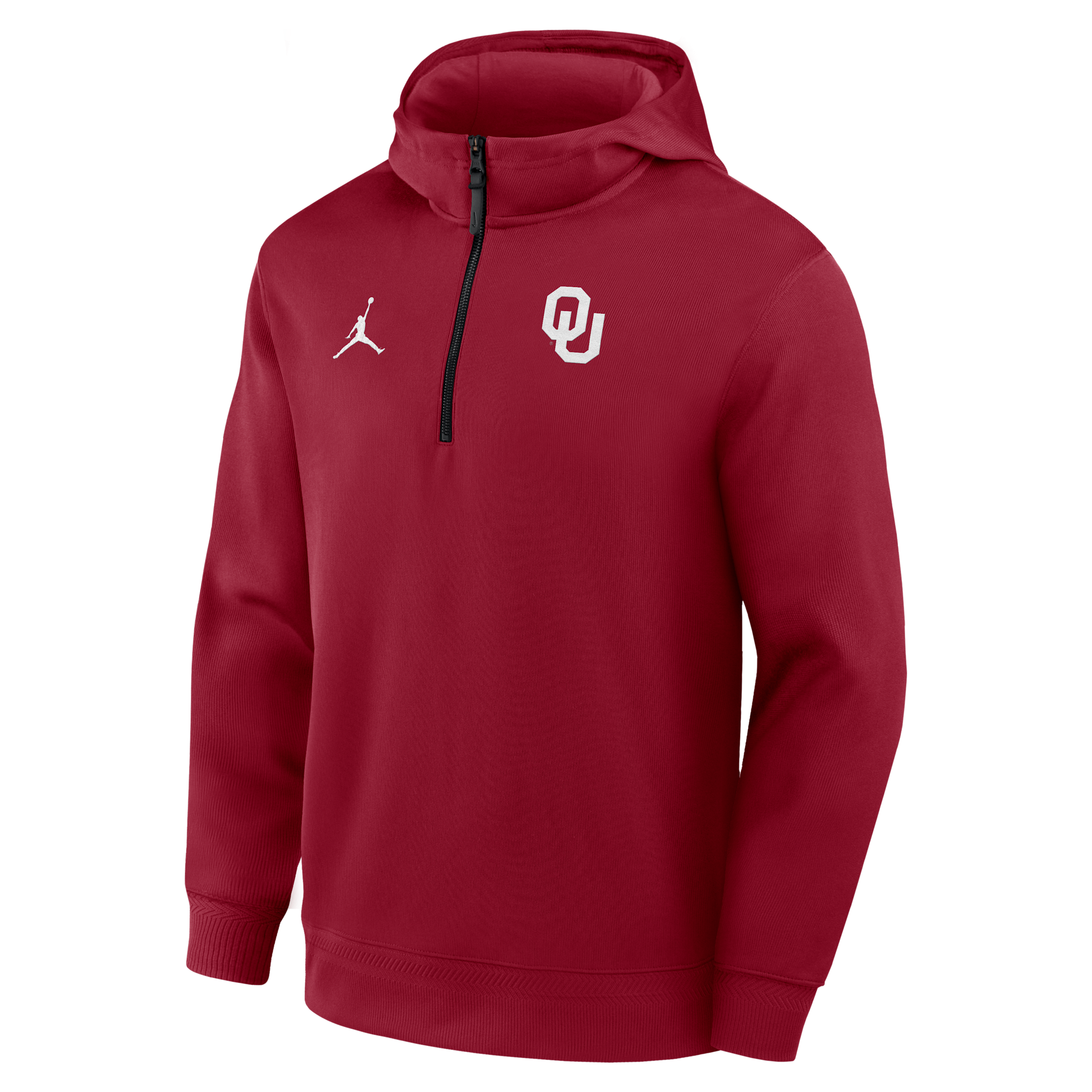 Men's Oklahoma Coaches Premium Jordan Brand Dri-FIT College 1/4-Zip Hoodie in Red | 0JPQ69WOKN-NWP