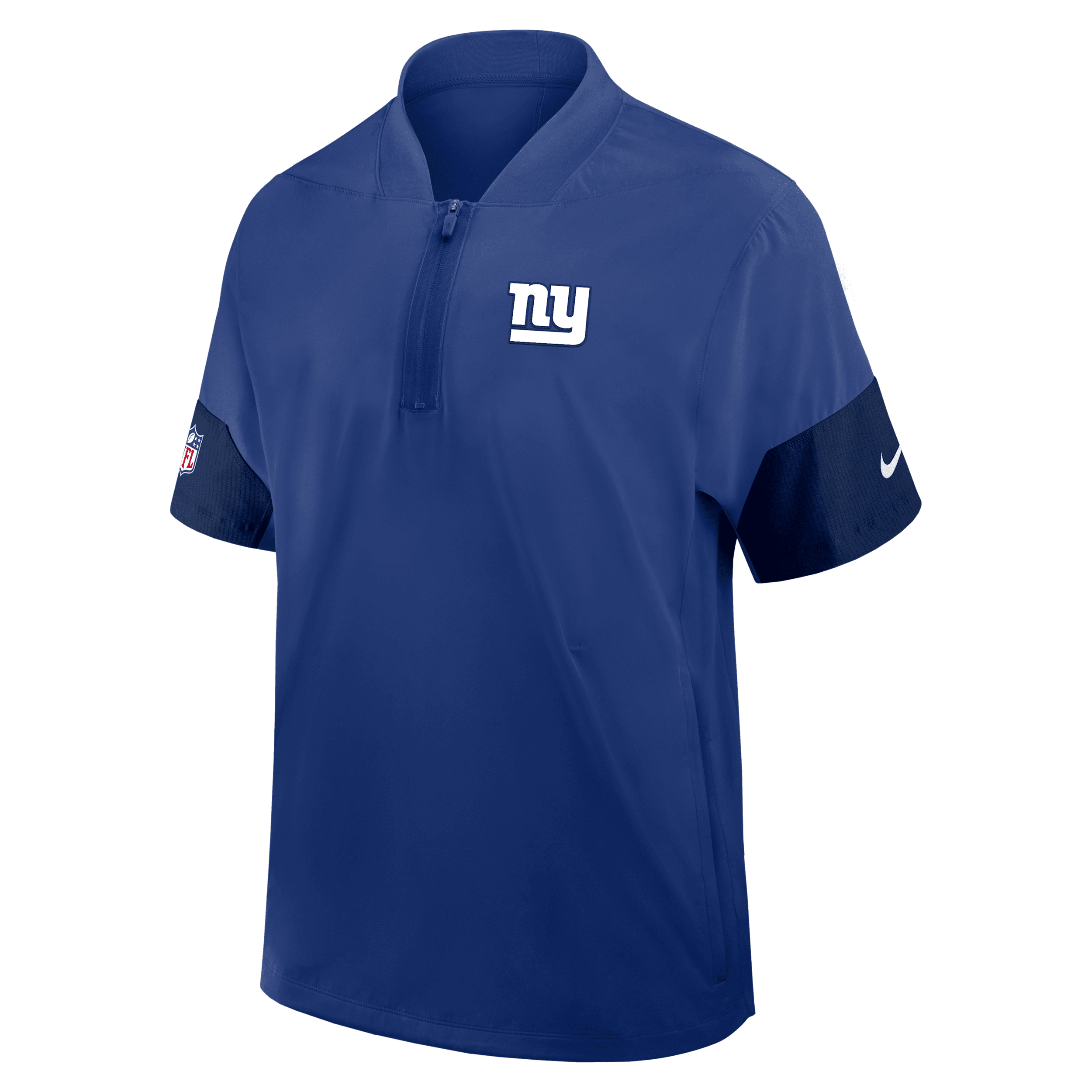 New York Giants Sideline Coach Nike Men's NFL 1/2-Zip Short-Sleeve Jacket in Blue | 03BO0DGE8I-2J5