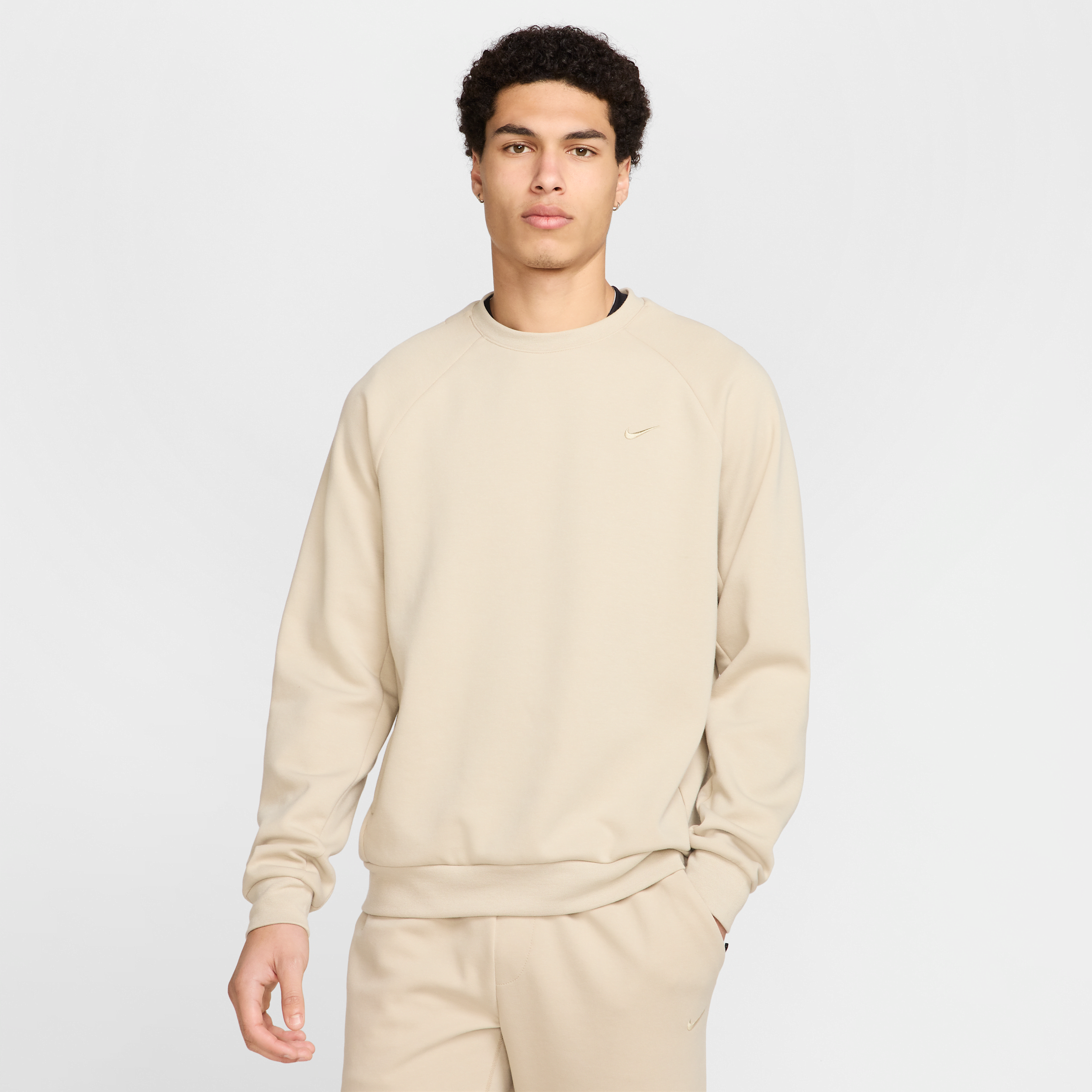 Nike Men's Primary Fleece Dri-fit Uv Performance Crew In Brown
