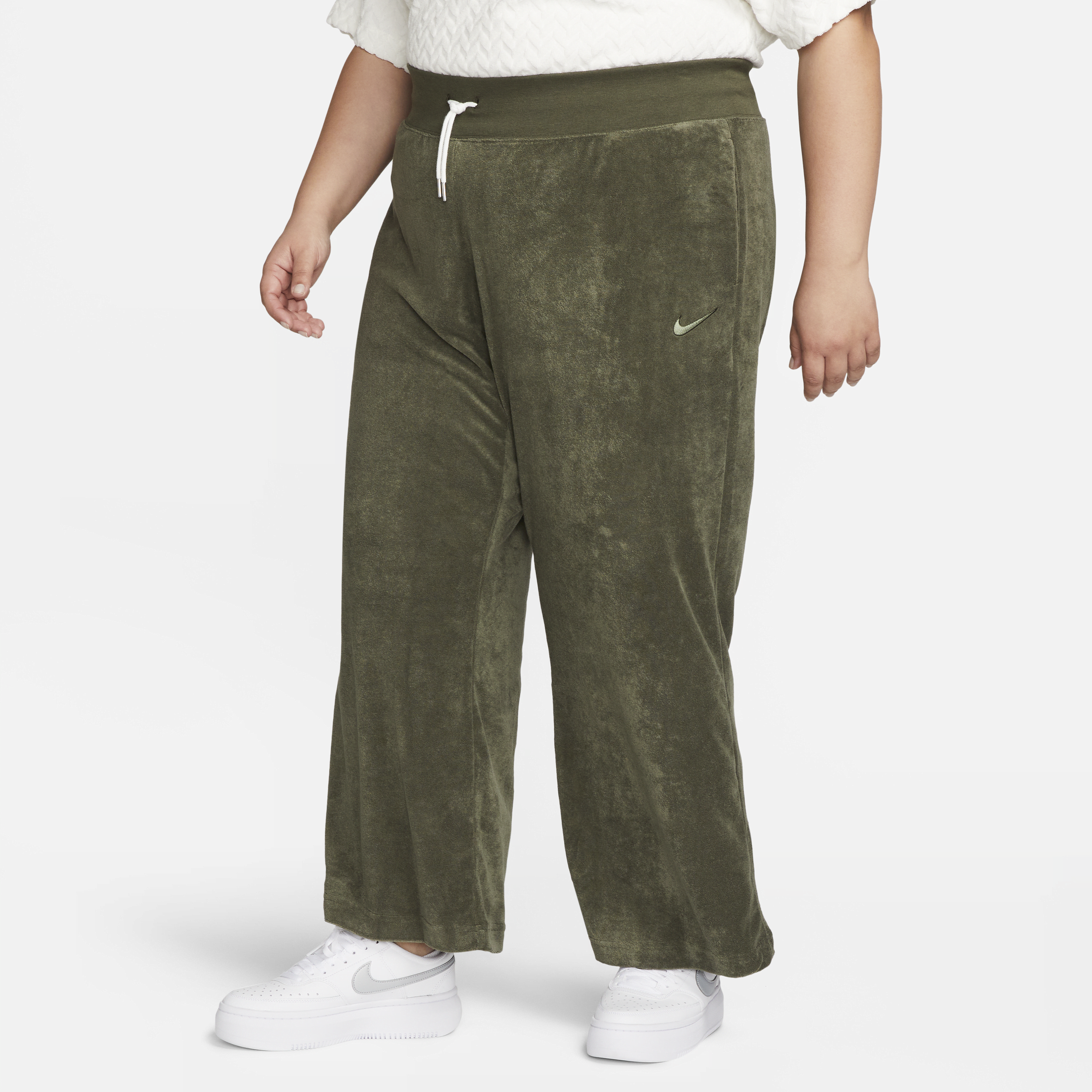 Nike Women's  Sportswear High-waisted Wide-leg Terry Pants (plus Size) In Green