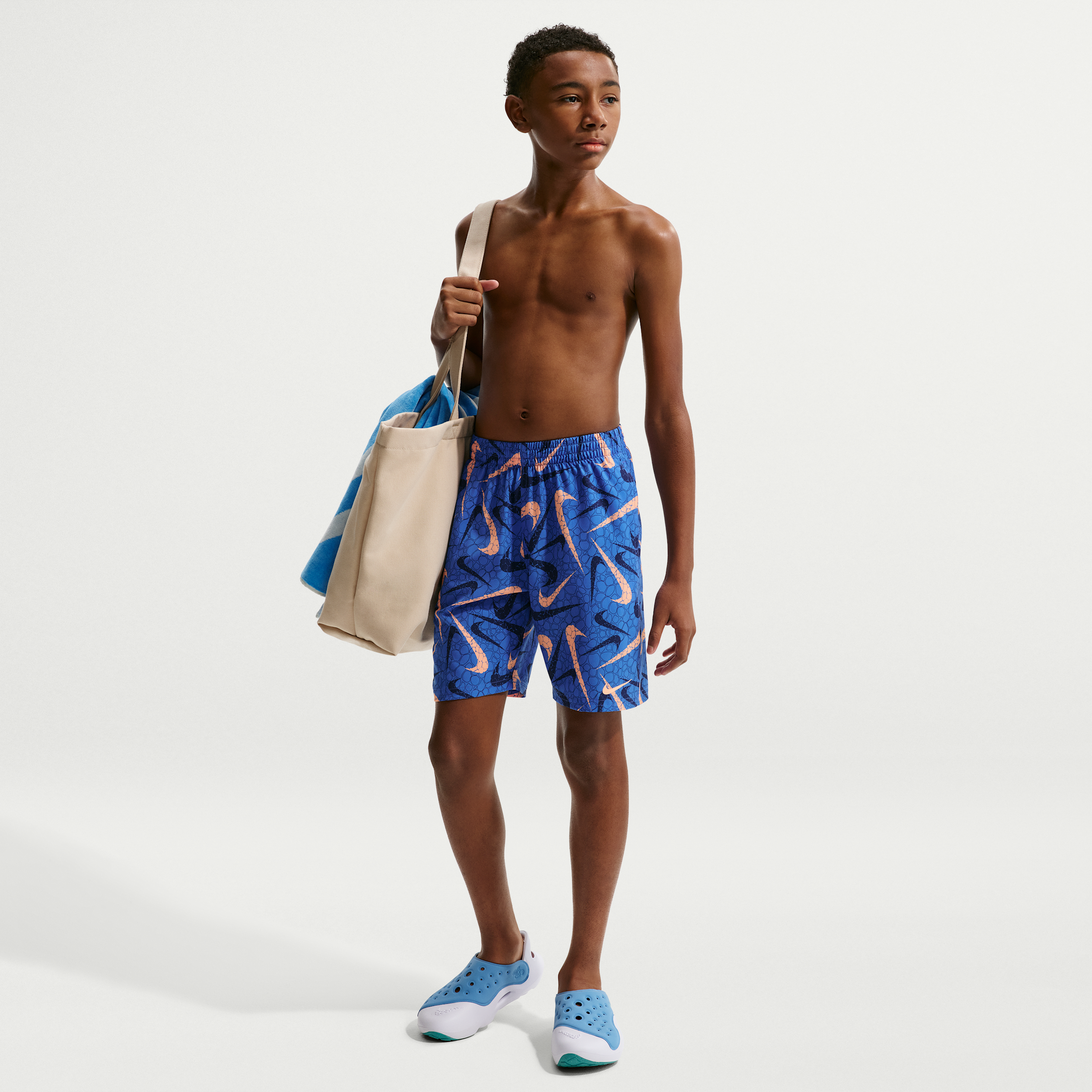 Nike Swim Breaker Big Kids' (Boys') 7" Brief-Lined Volley Short in Blue | NESSG801-434