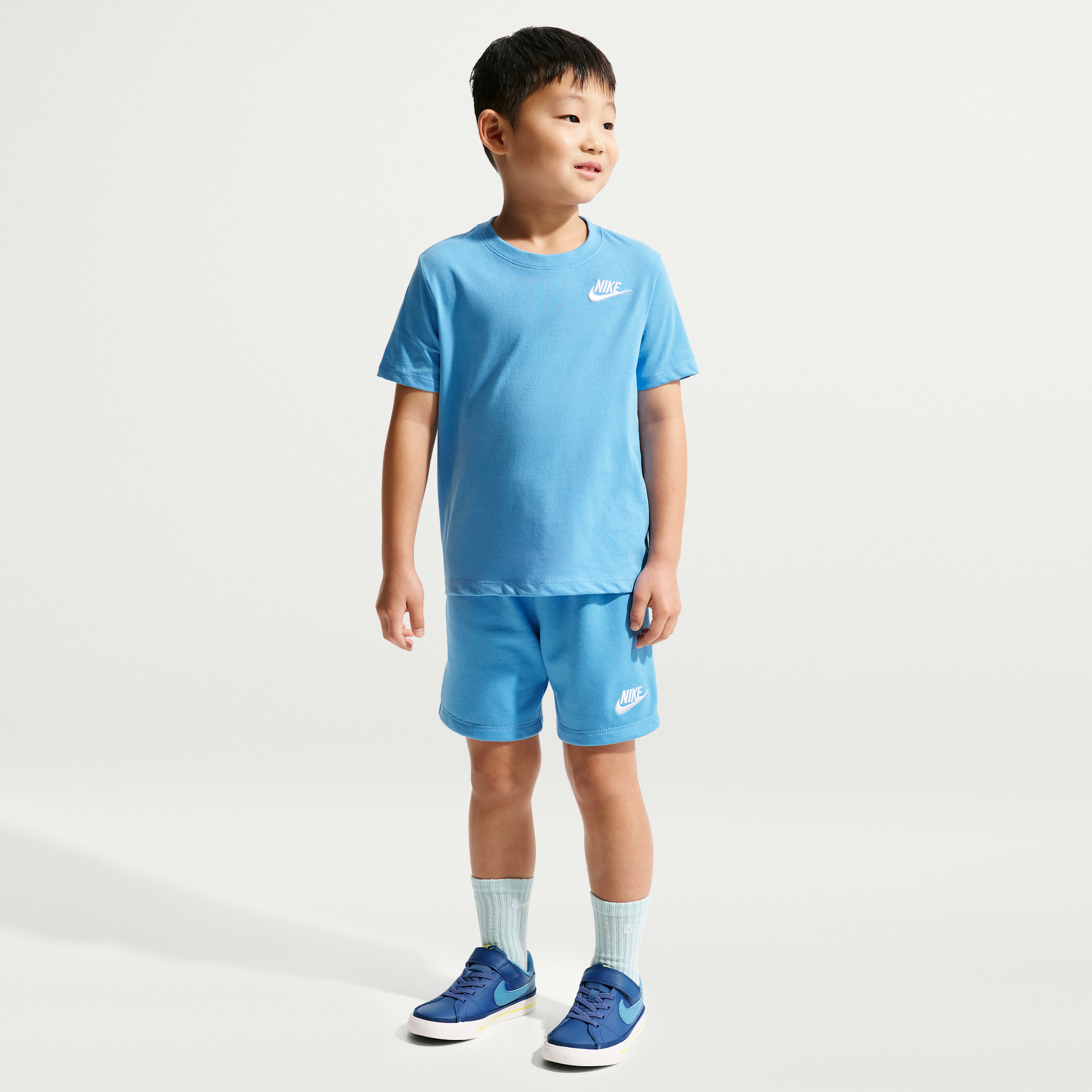 Nike Little Kids' Club 2-Piece Knit Shorts Set in Blue | 86M143-B9F