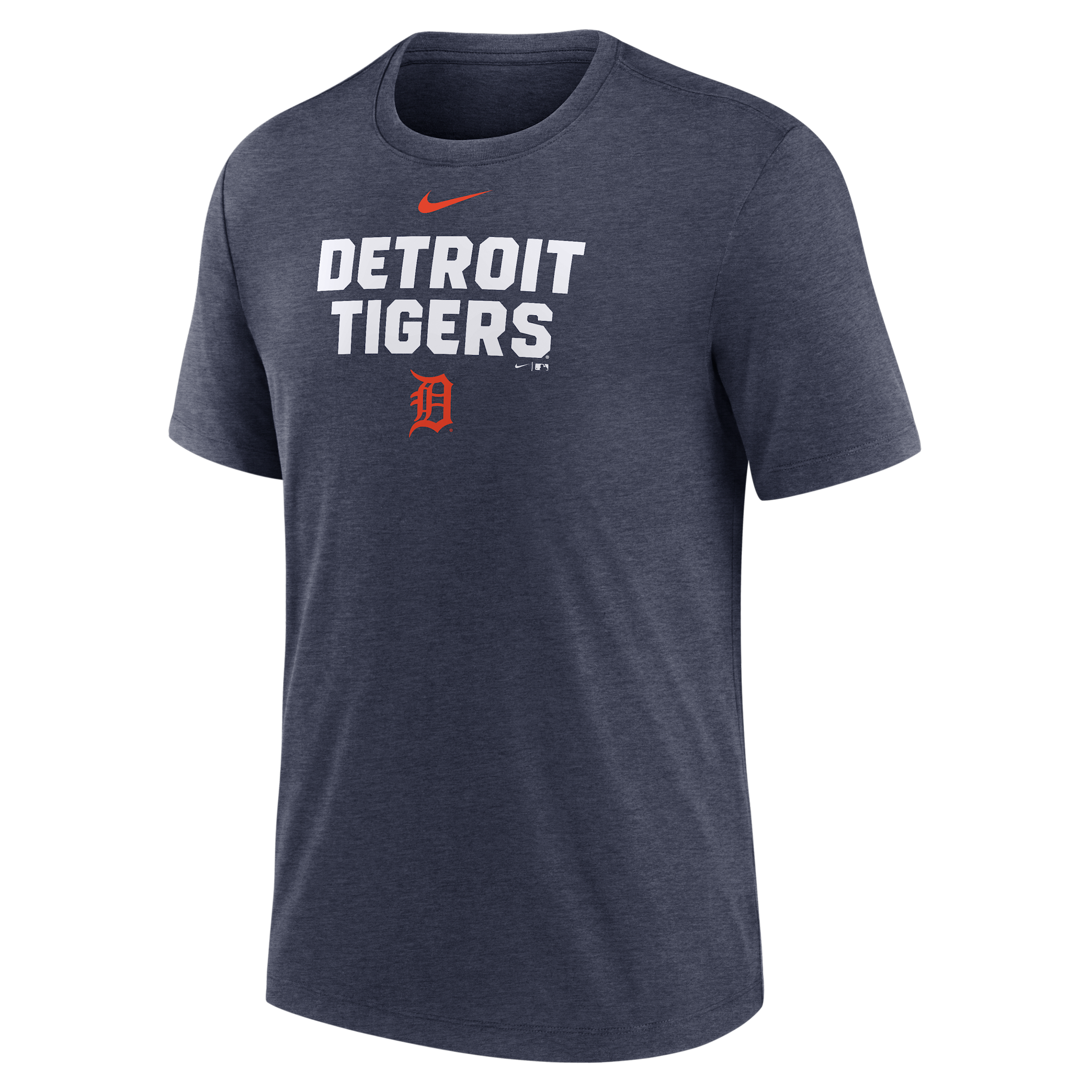 Nike Men's Heather Navy Detroit Tigers Stacked Tri-Blend T-Shirt - Heather Navy