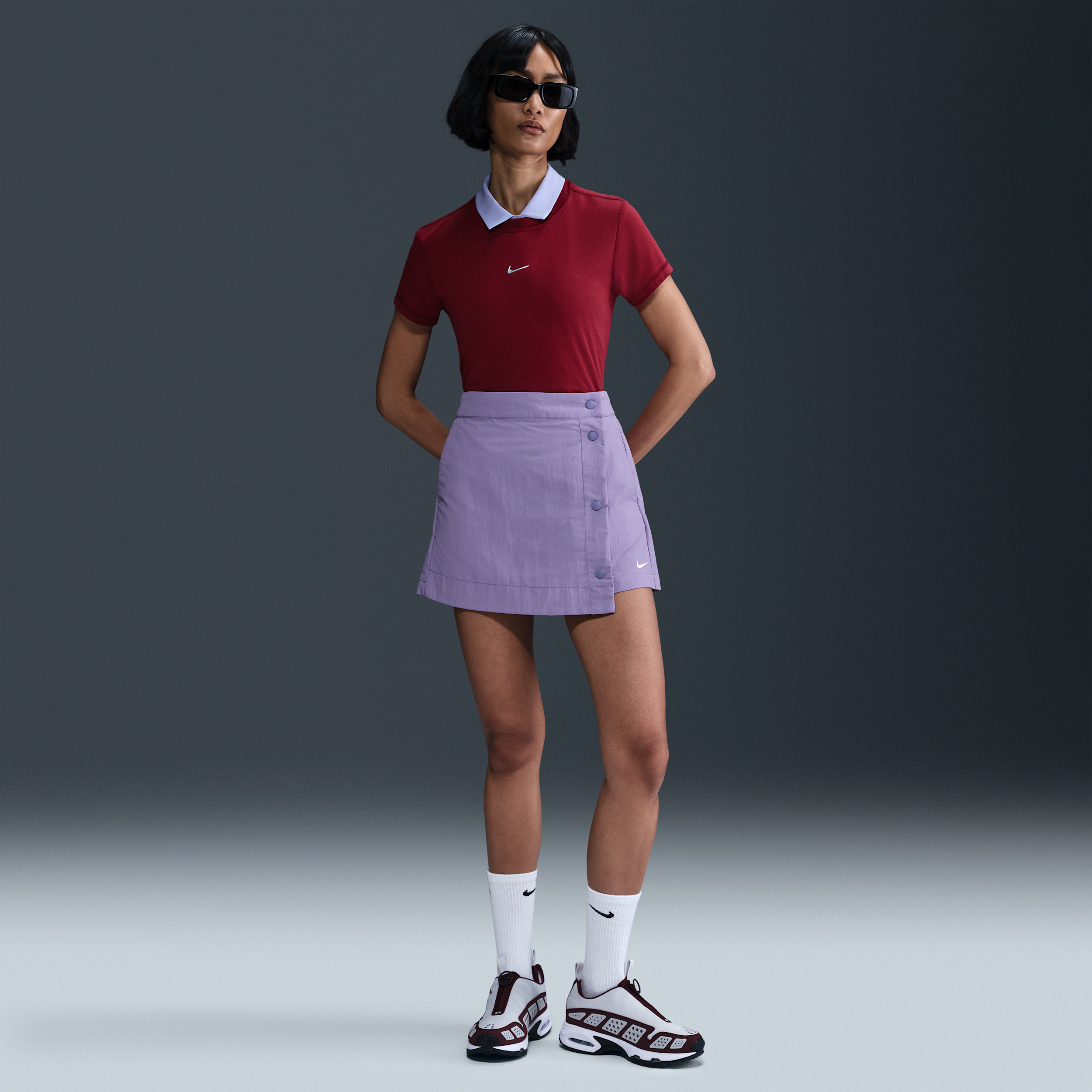 Nike Sportswear Essential Water Repellent Woven Skort In Purple