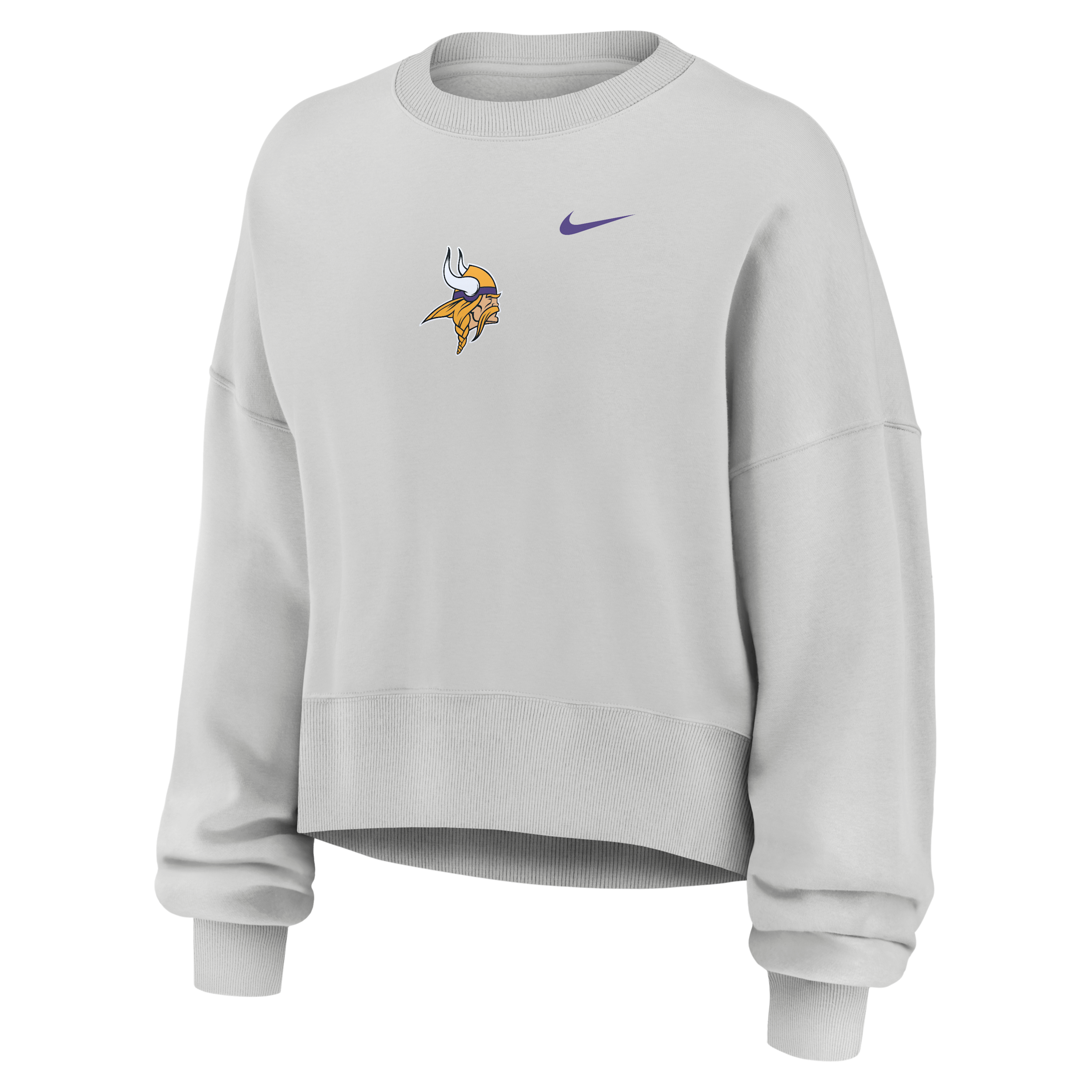 Minnesota Vikings Primetime Phoenix Nike Women's NFL Oversized Pullover Crew in Grey | 01D70BB9M-CSV