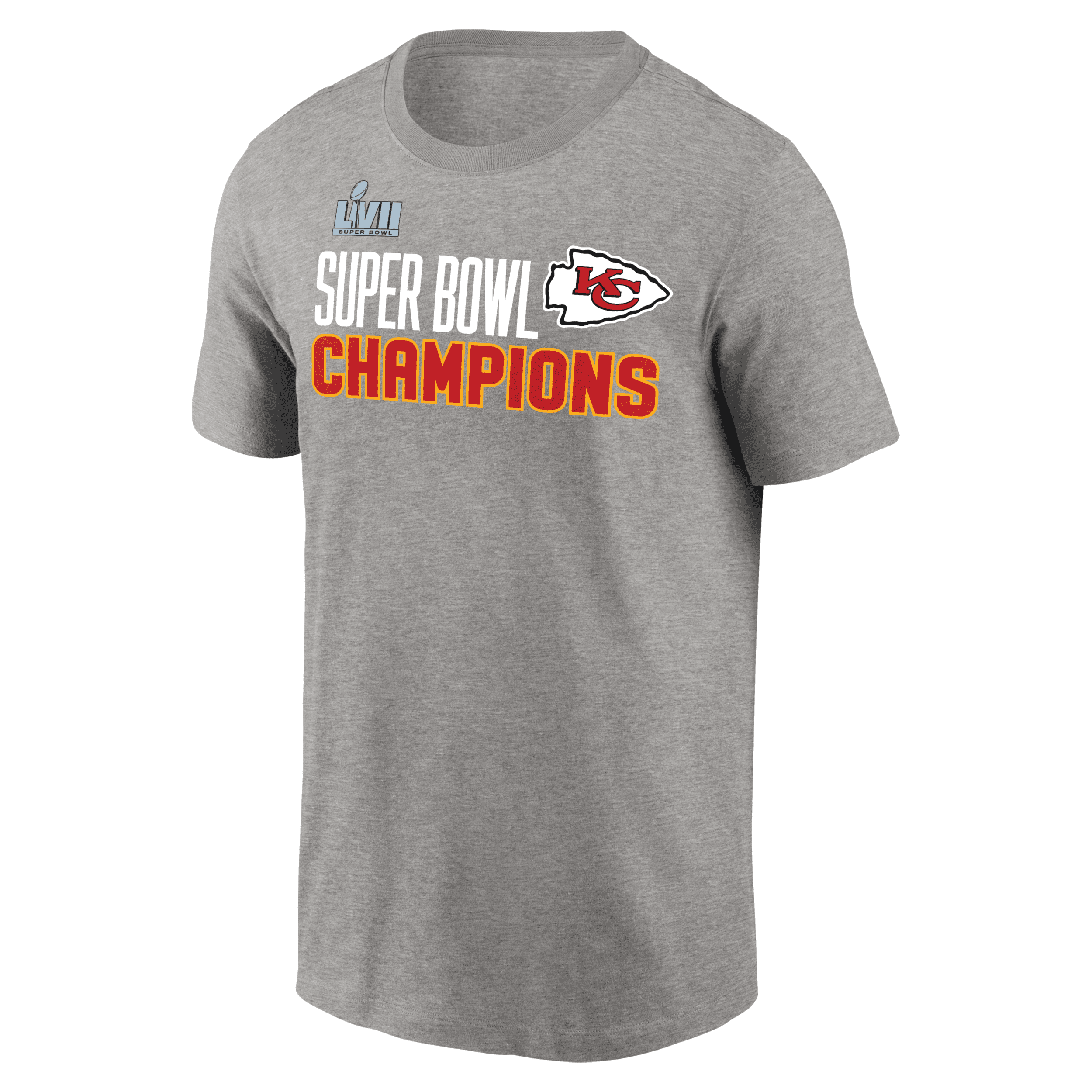 Nike Men's Super Bowl LVII Champions Trophy (NFL Kansas City Chiefs) T-Shirt in Grey, Size: XL | NP9906F7GZ-FLH