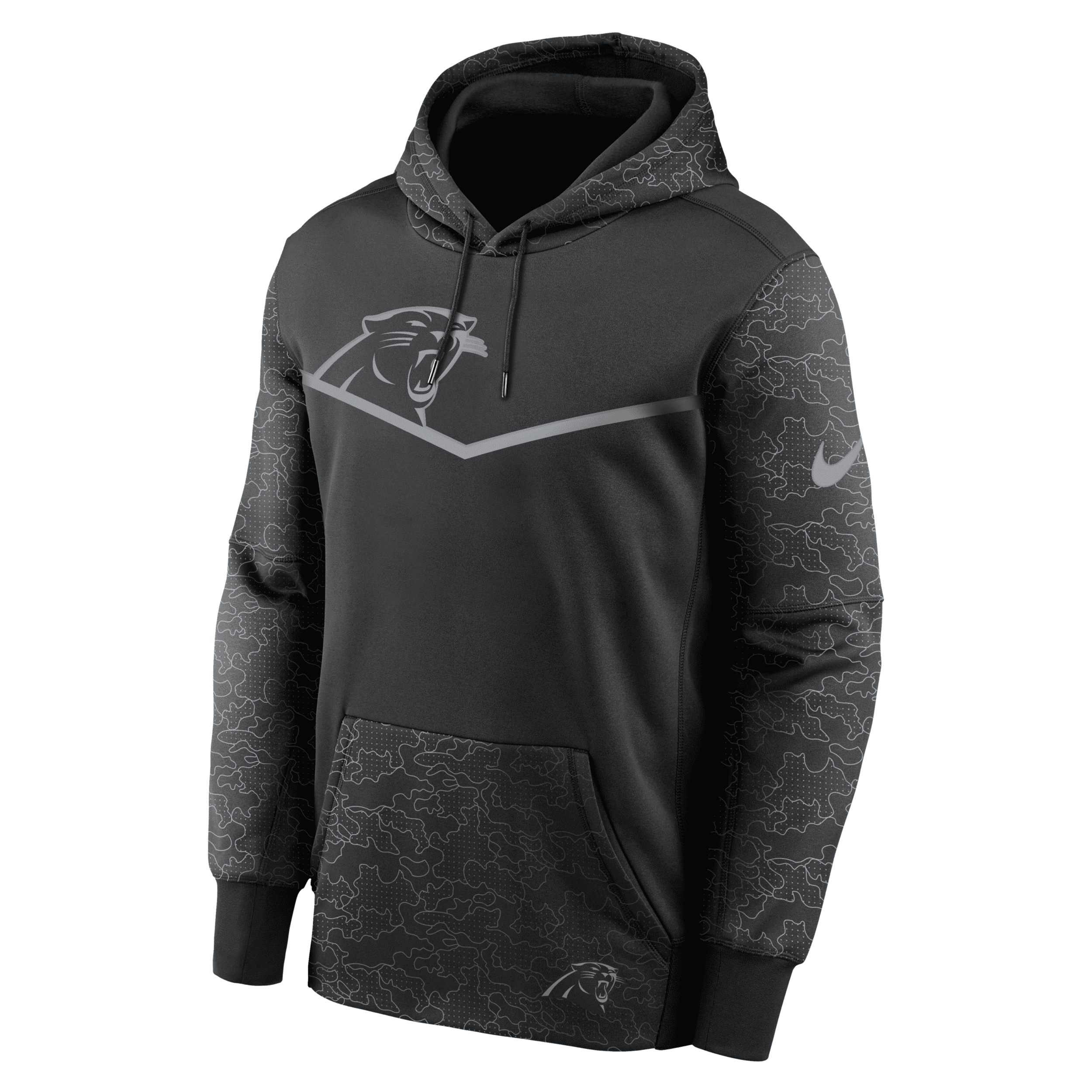Shop Nike Men's  Therma Rflctv Logo (nfl Carolina Panthers) Pullover Hoodie In Black