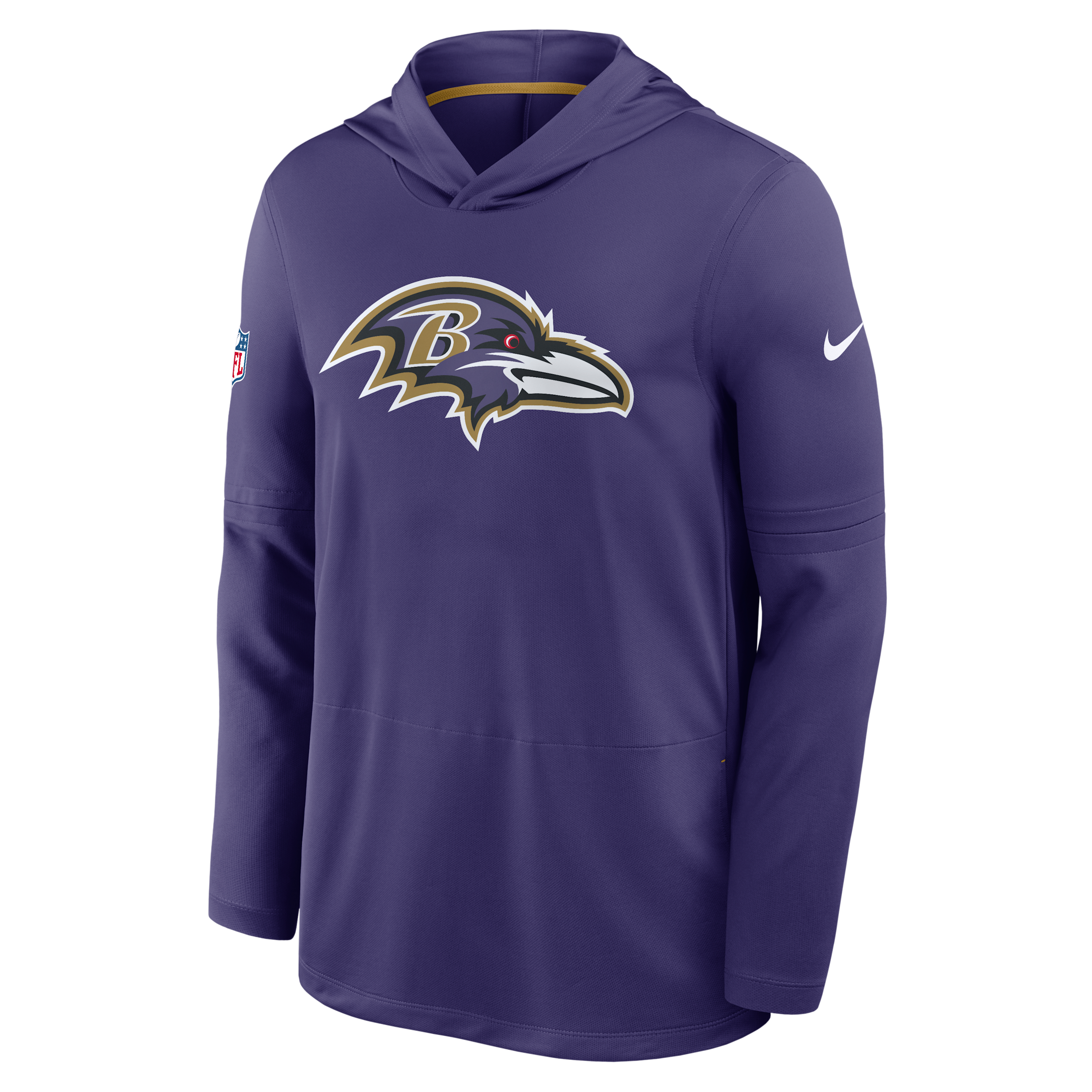 Men's Nike Purple Baltimore Ravens Sideline Alternate Lightweight Long Sleeve Hooded Dri-FIT T-Shirt