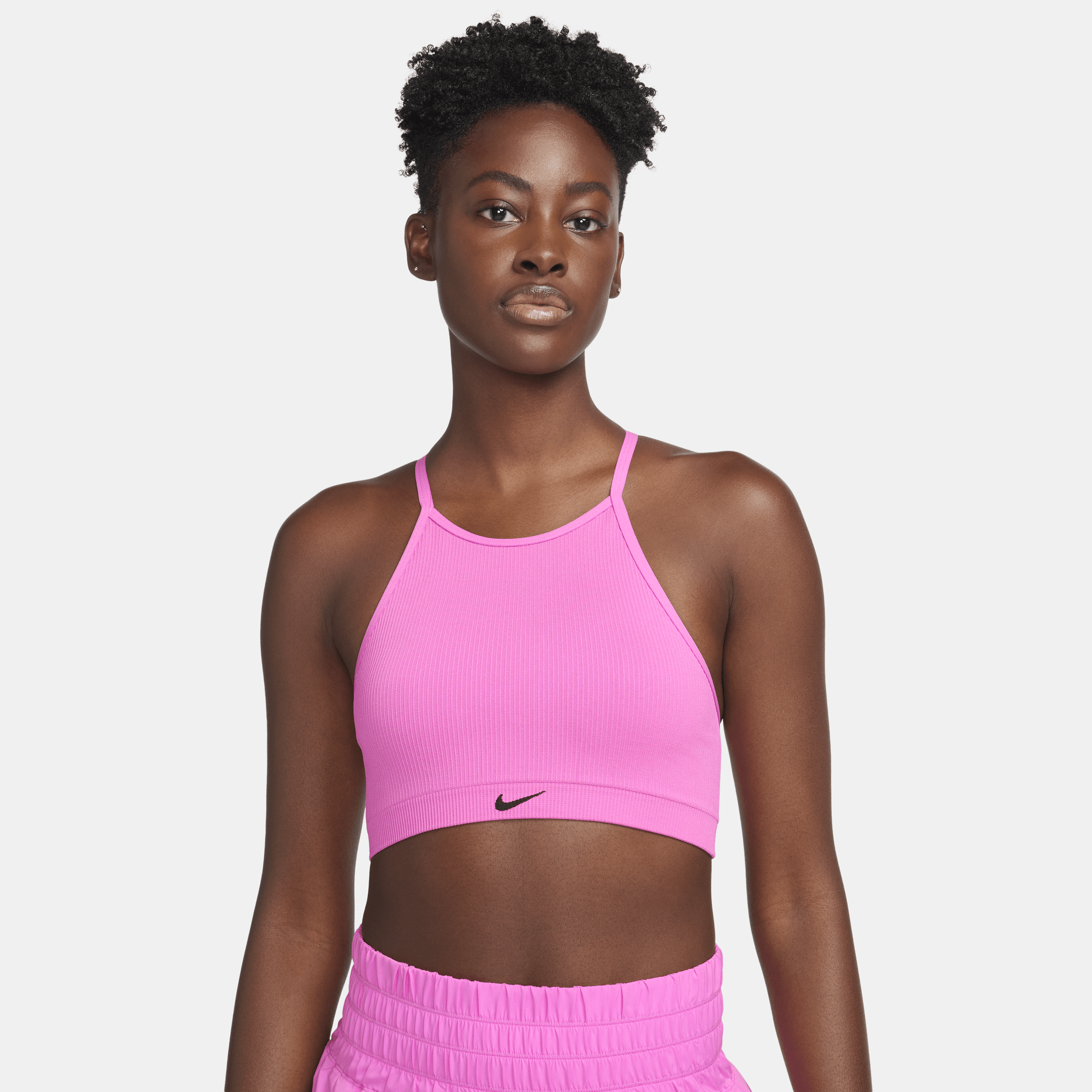 Nike Women's Indy Seamless Ribbed Light-support Non-padded Sports Bra In Pink