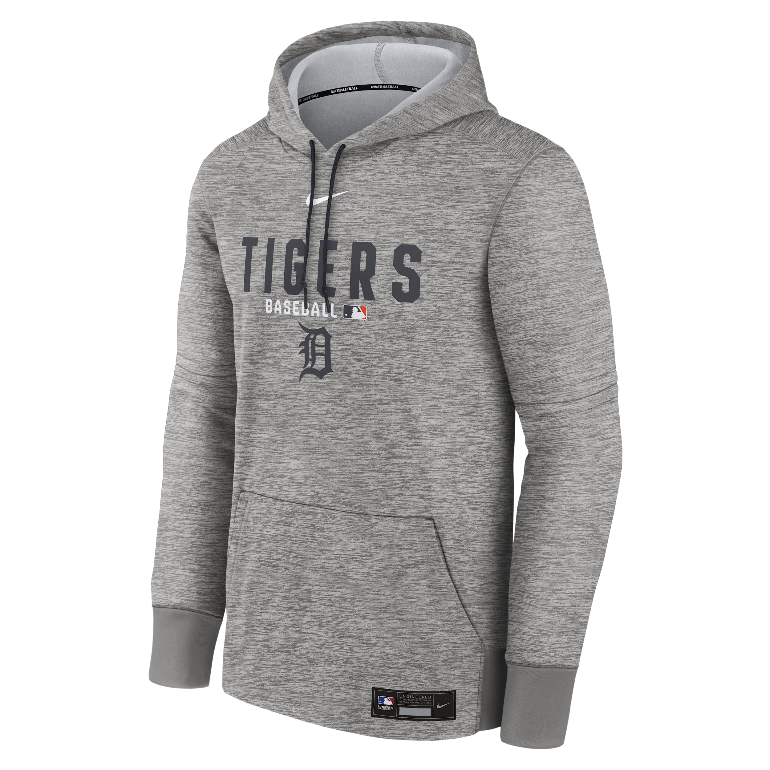 Nike Men's Heather Charcoal Detroit Tigers Authentic Collection Therma-fit Hoodie - Heather Charcoal