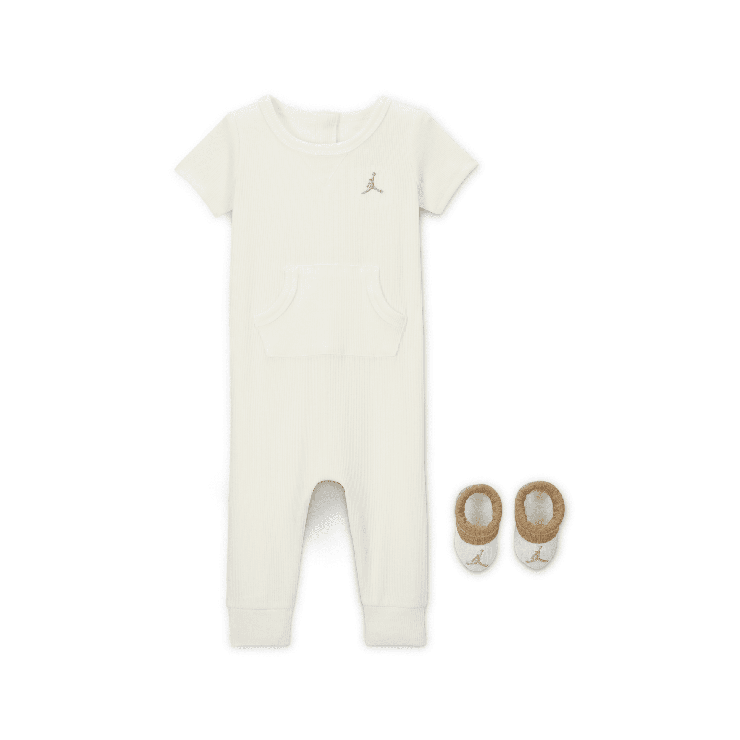 Jordan Baby Essential 2-Piece Short Sleeve Coverall Set in Brown NJ0736-782 22$