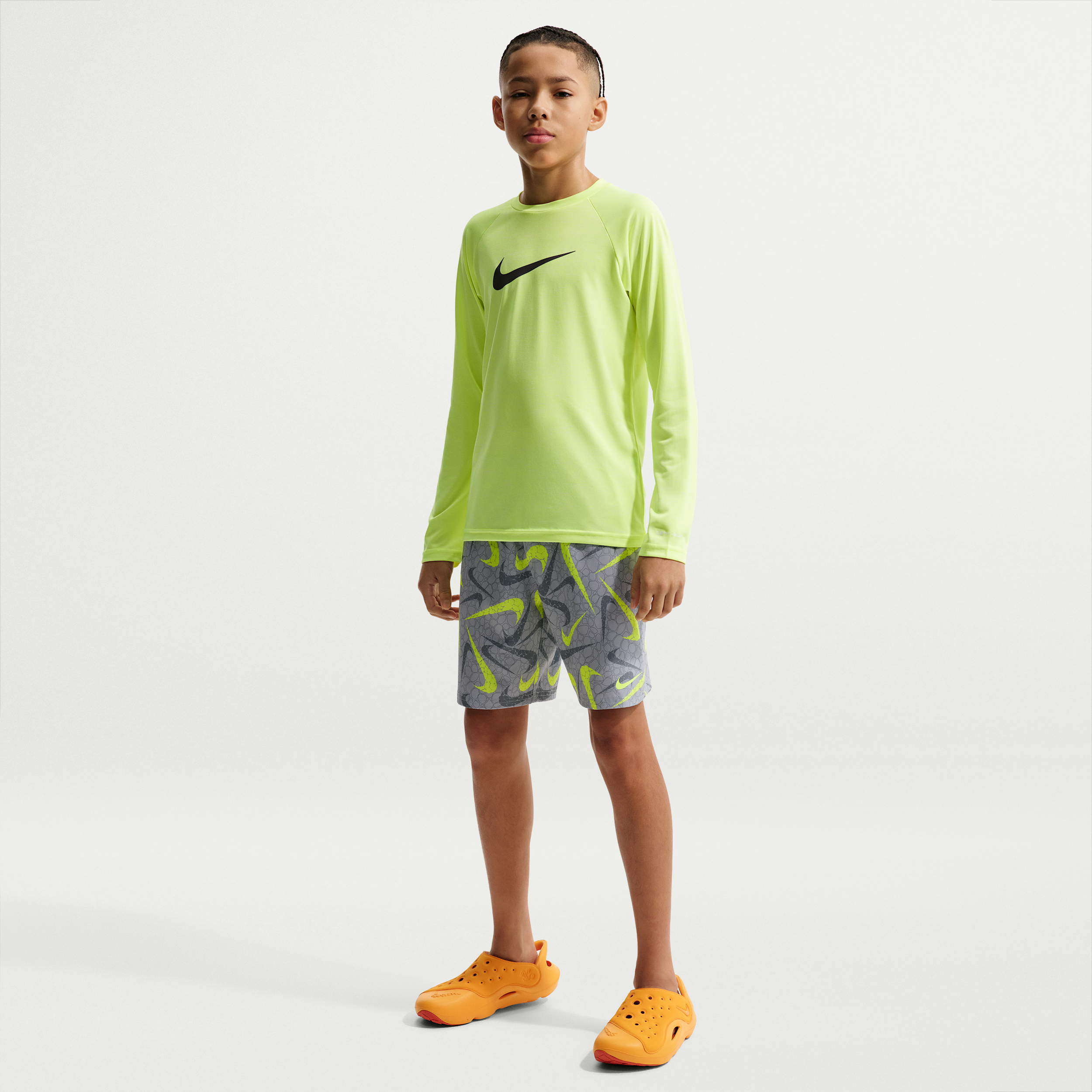 Nike Swim Breaker Big Kids' (Boys') 7" Brief-Lined Volley Short in Grey | NESSG801-054