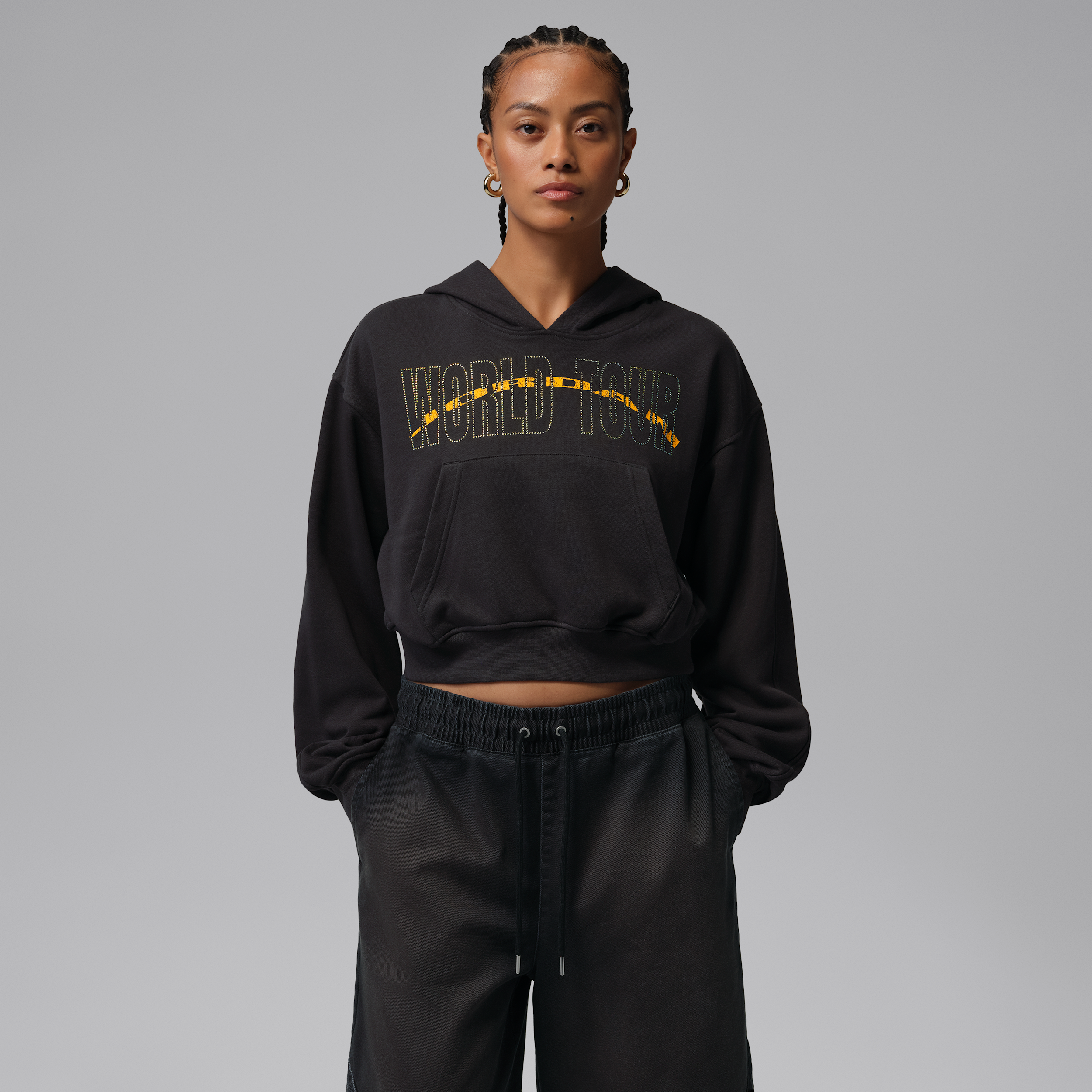 Jordan Women's Brooklyn Fleece Pullover Hoodie in Off Noir Size: Medium