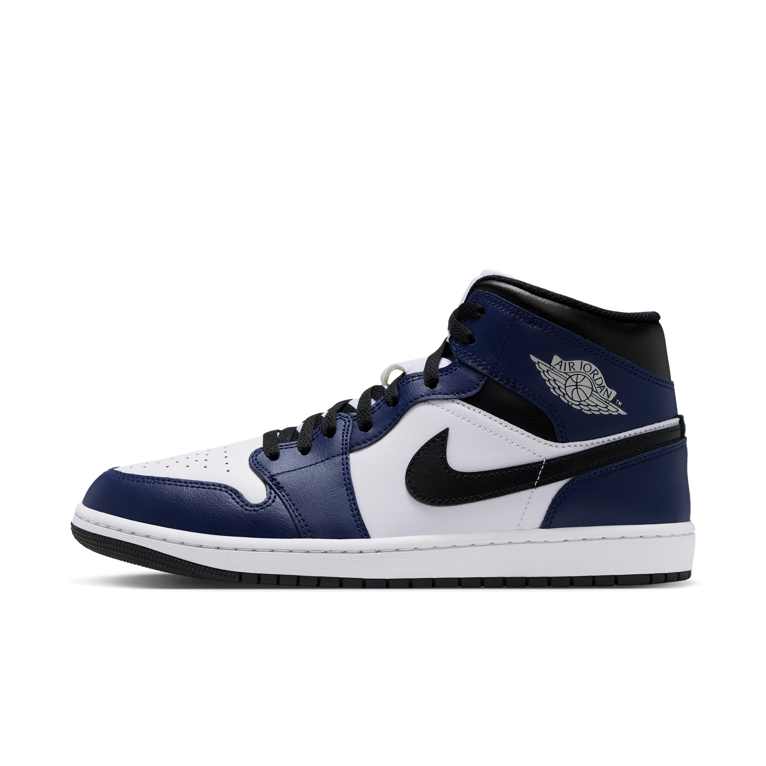 Jordan Men's Air Retro 1 Mid Casual Shoes in White/College Navy/White Size: 9.5