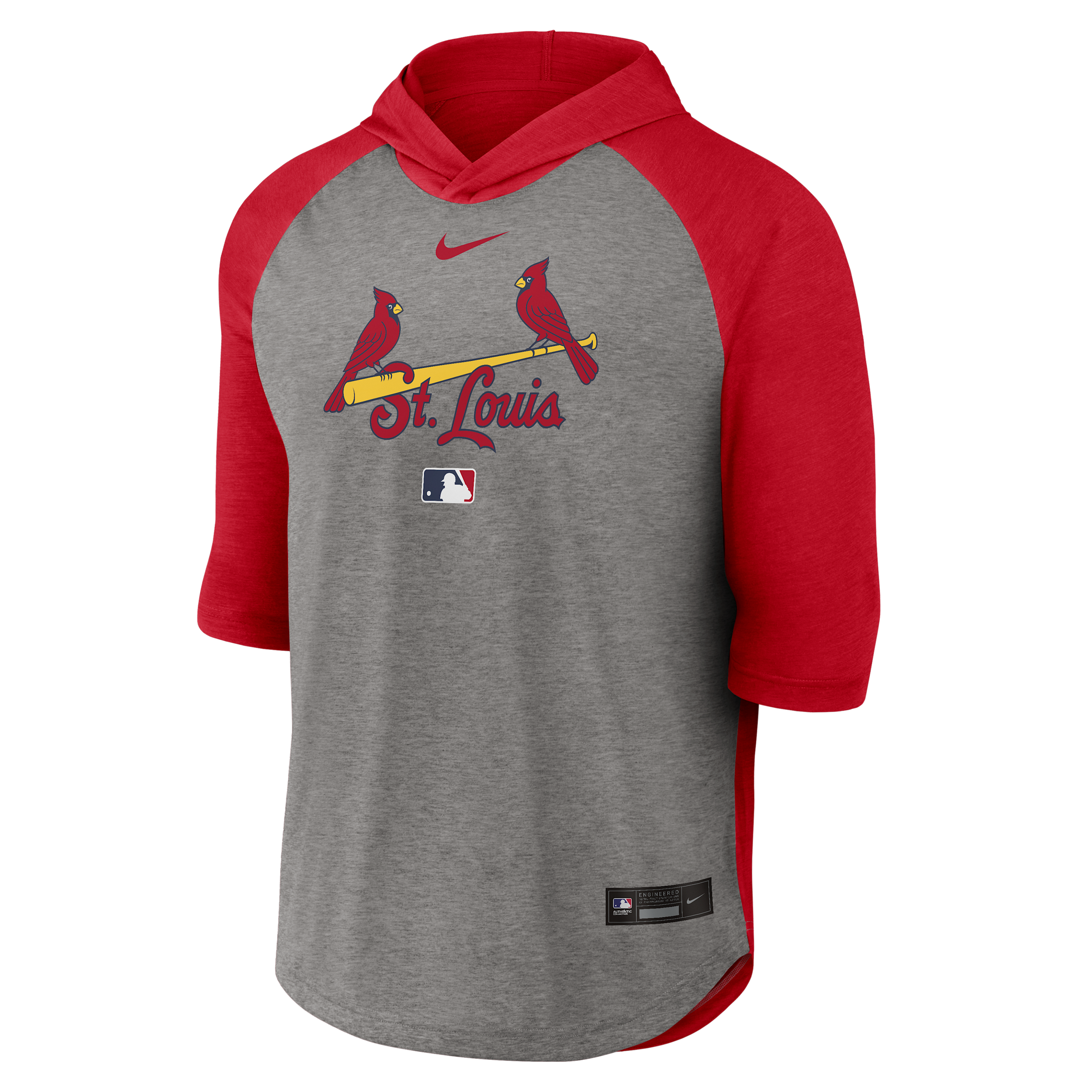St. Louis Cardinals Authentic Collection Flux Nike Men's Dri-FIT MLB 3/4-Sleeve Hooded T-Shirt in Red | 04HI040NSCN-LQZ