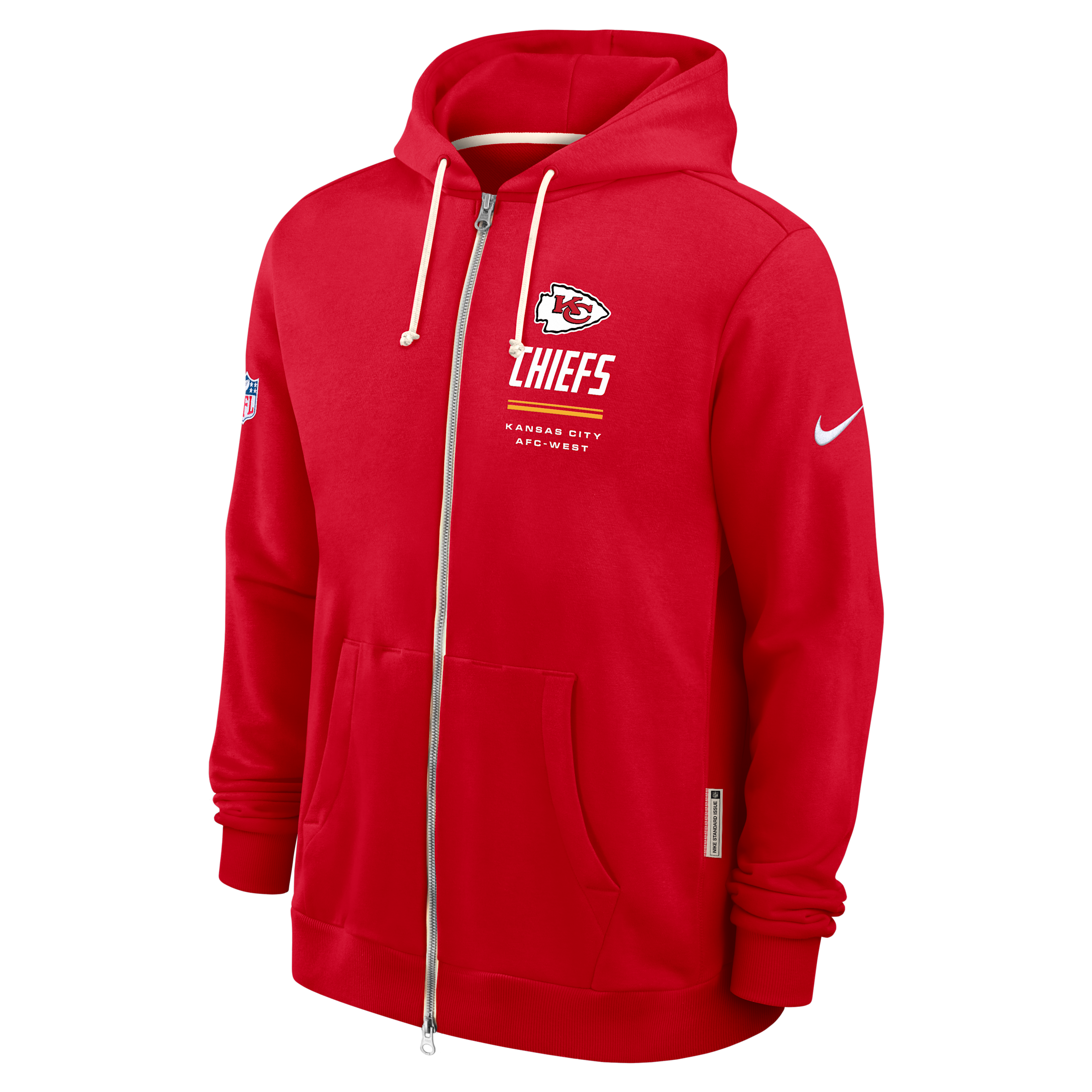 Kansas City Chiefs Sideline Standard Issue Nike Men's Dri-FIT NFL Full-Zip Hoodie in Red | 03AV65N7G-JK9