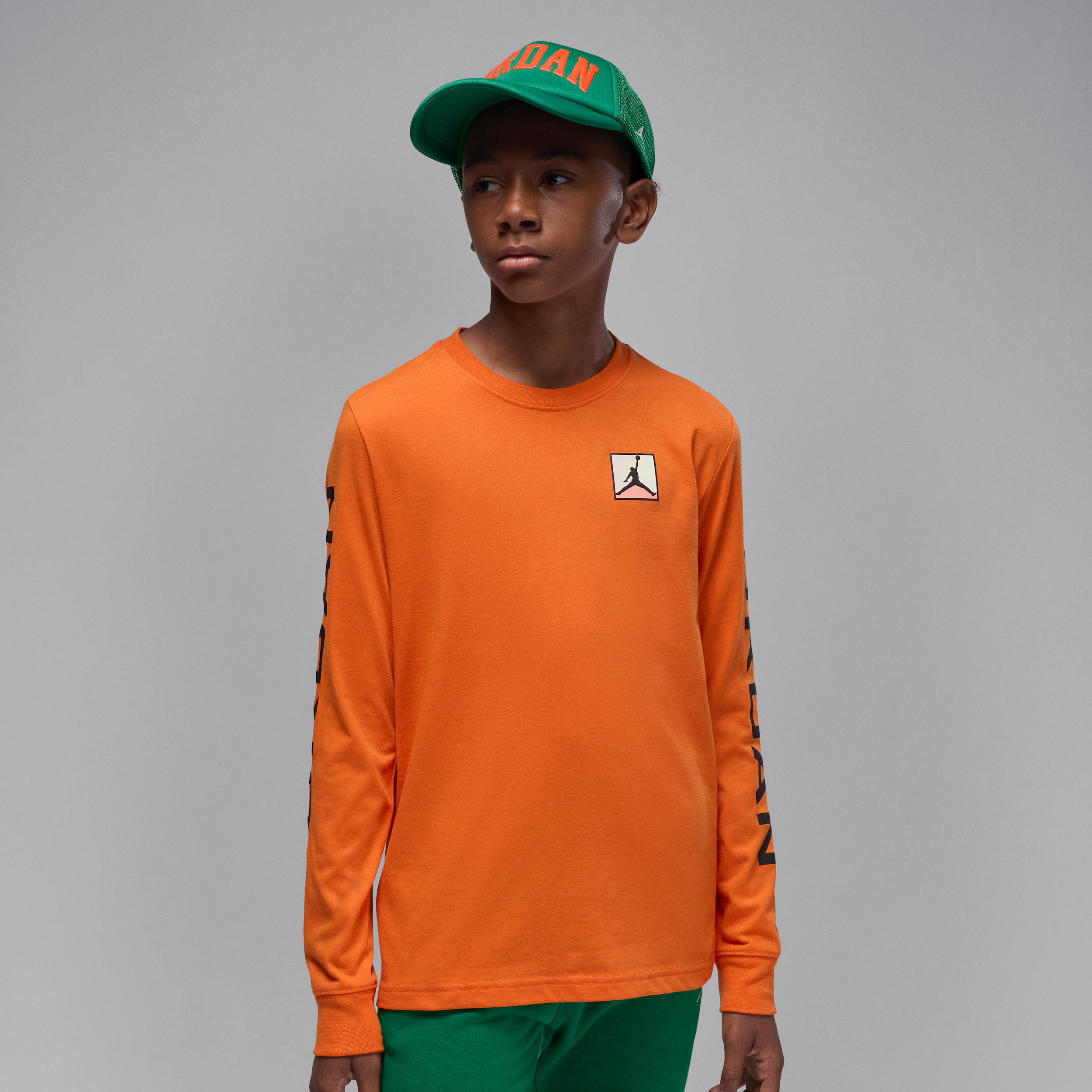 Jordan Essentials Big Kids' Baseline Long Sleeve T-shirt In Orange
