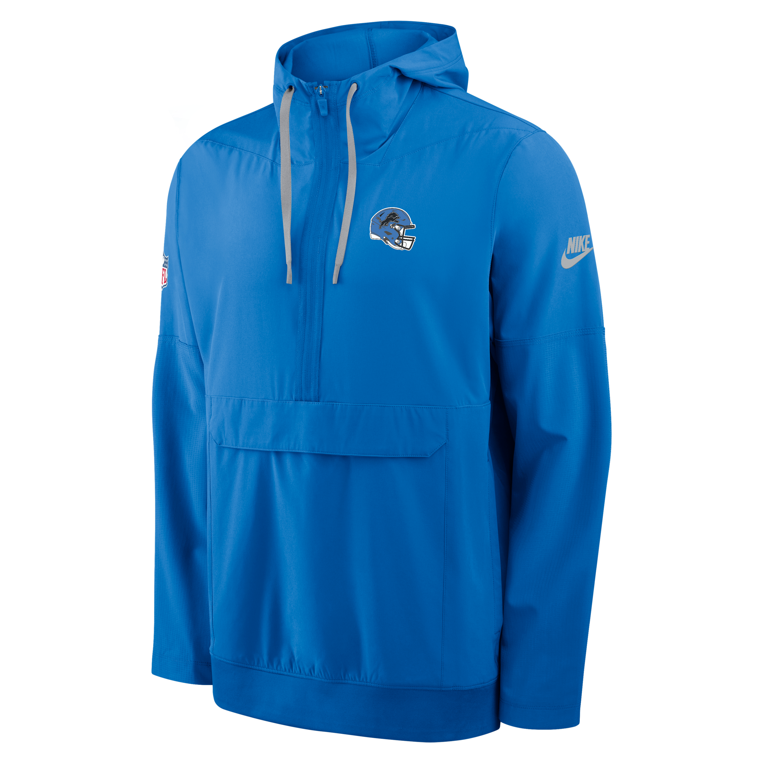Men's Nike Blue Detroit Lions Sideline Broken Rules Alternate Anorak Half-Zip Hooded Jacket