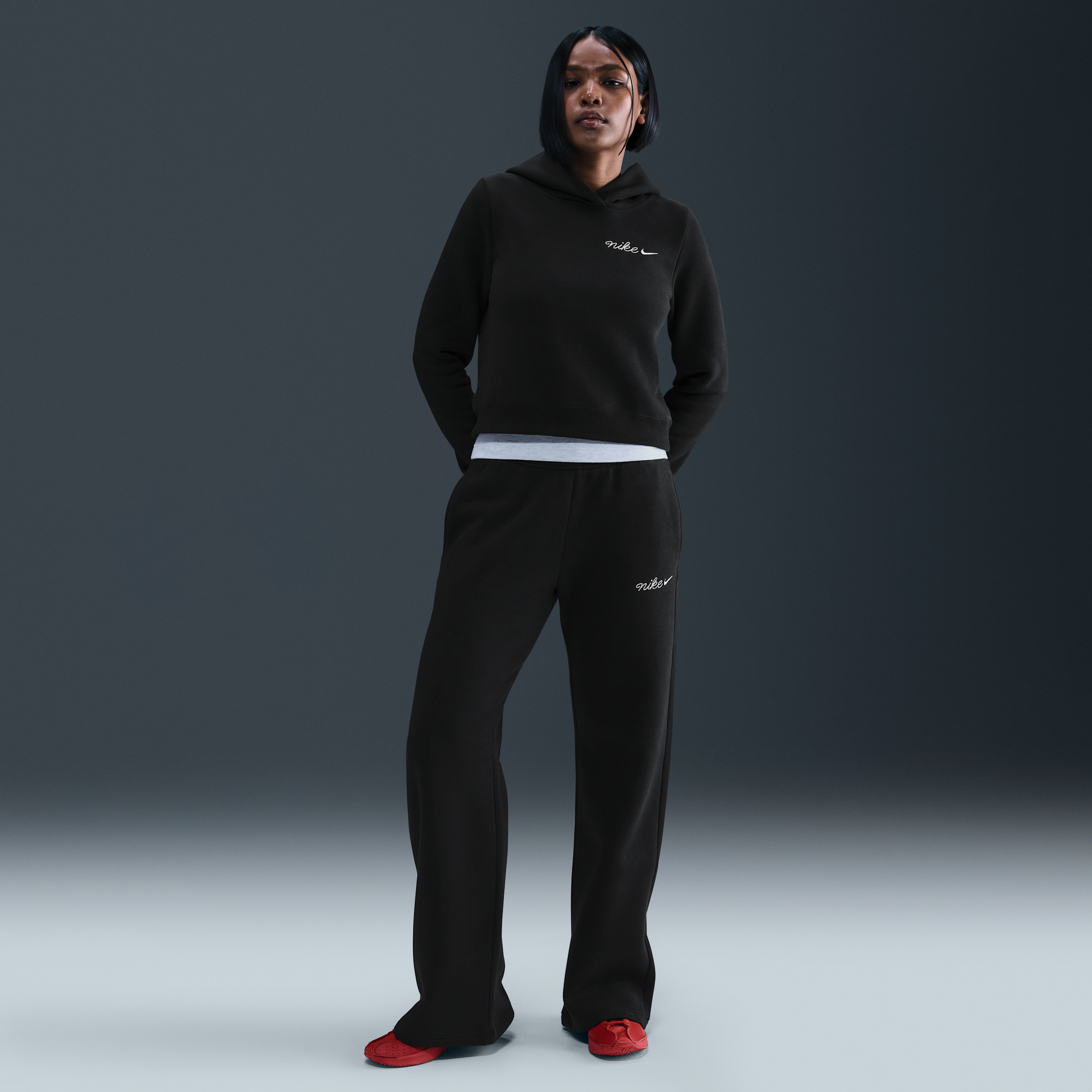 Nike Women's  Sportswear Phoenix Fleece Straight-leg Sweatpants In Black