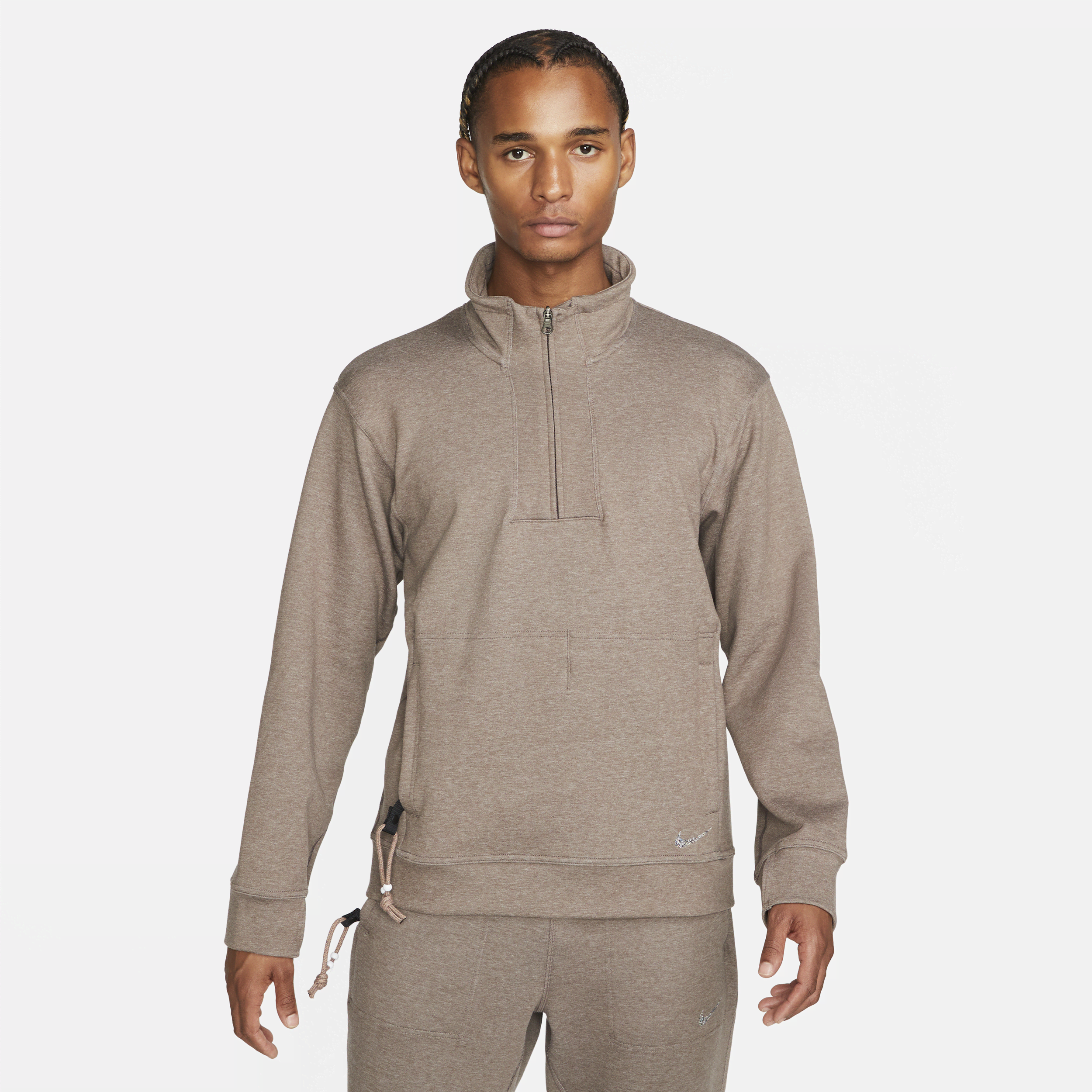 Nike Men's Dri-fit Yoga Restore 1/4-zip Top In Brown