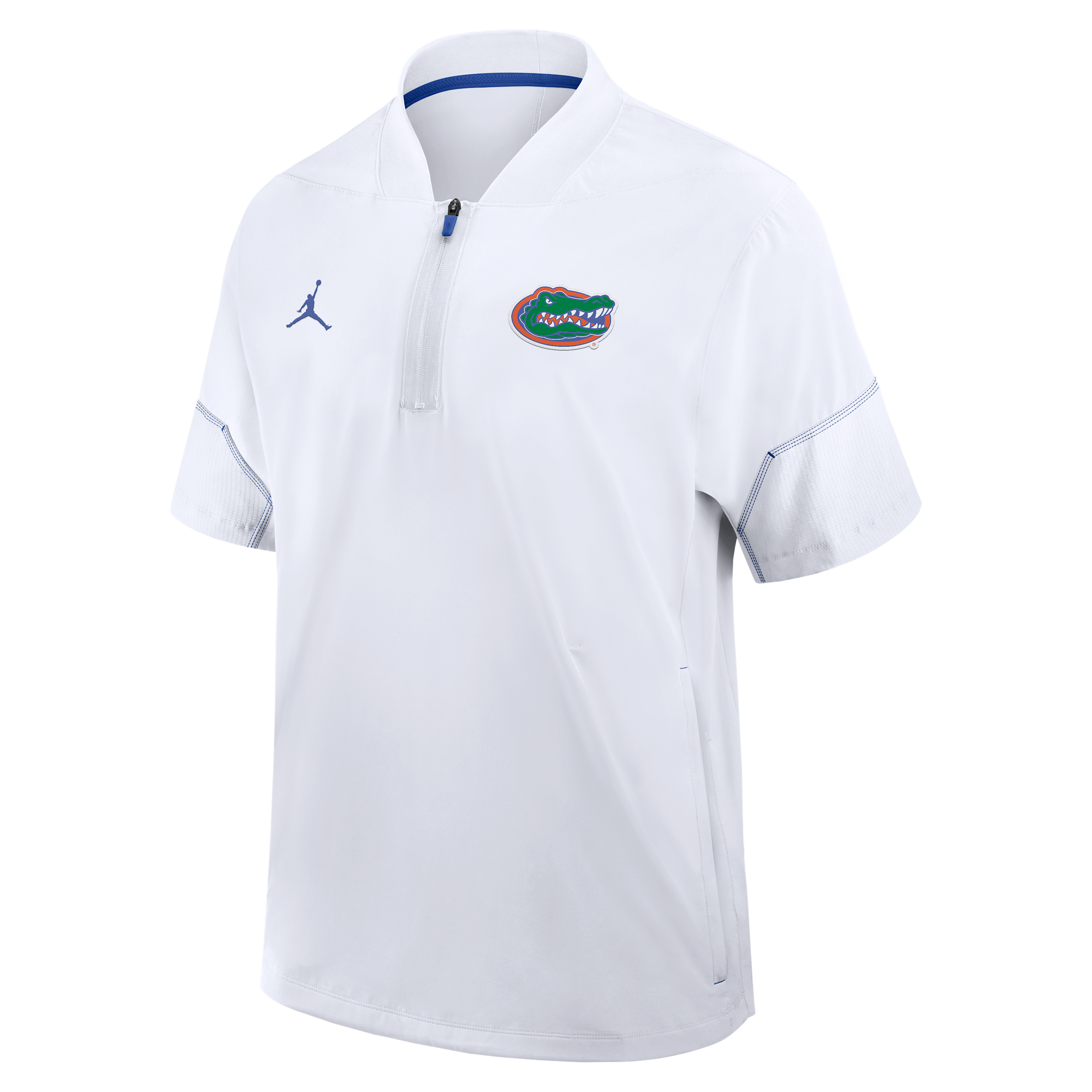 Men's Florida Sideline Coach Jordan Brand College 1/2-Zip Short-Sleeve Hooded Jacket in White | 0JBO062NUFN-6XU
