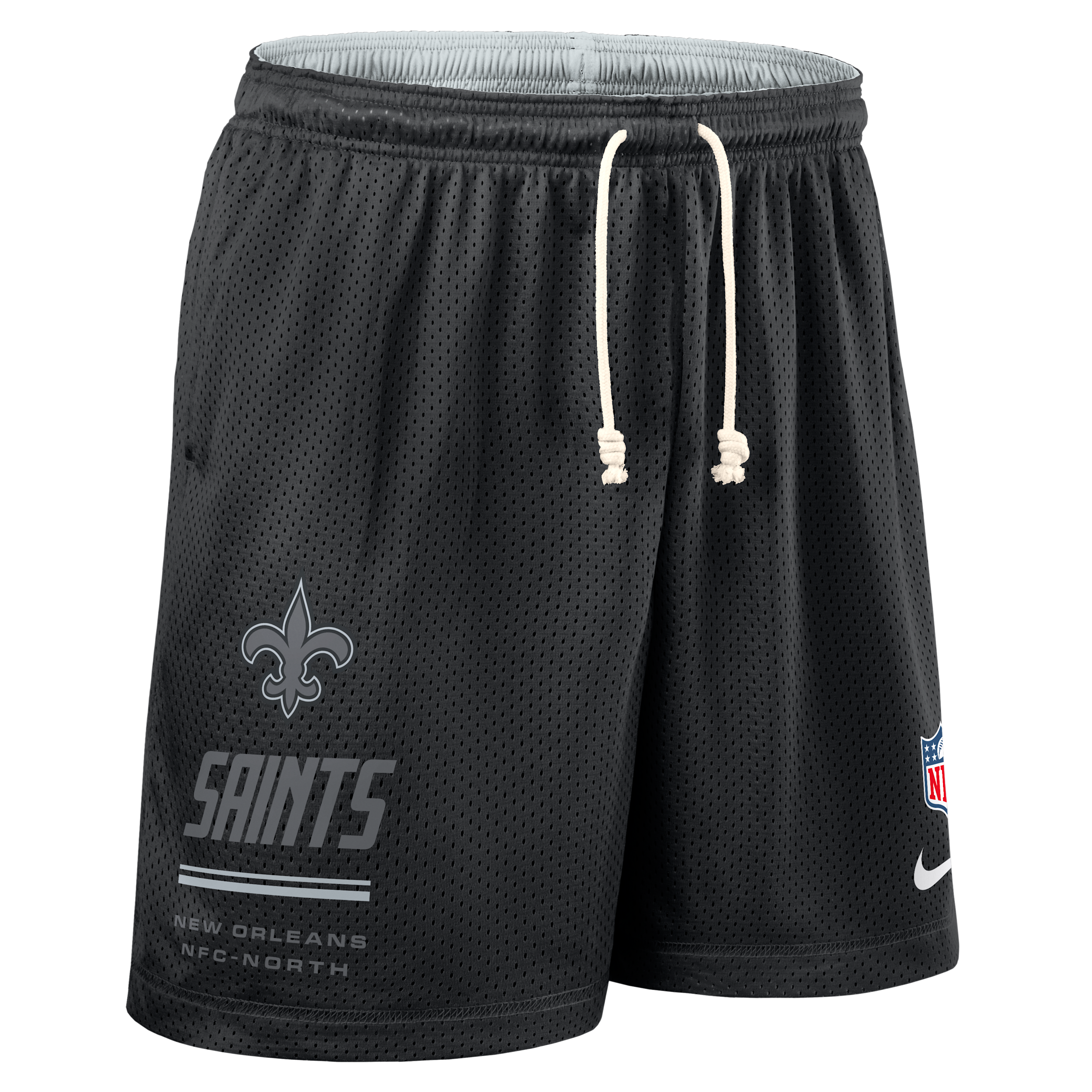 Nike Men's Black/Platinum New Orleans Saints Sideline Standard Issue Dri-fit Reversible Shorts - Black, Platinum