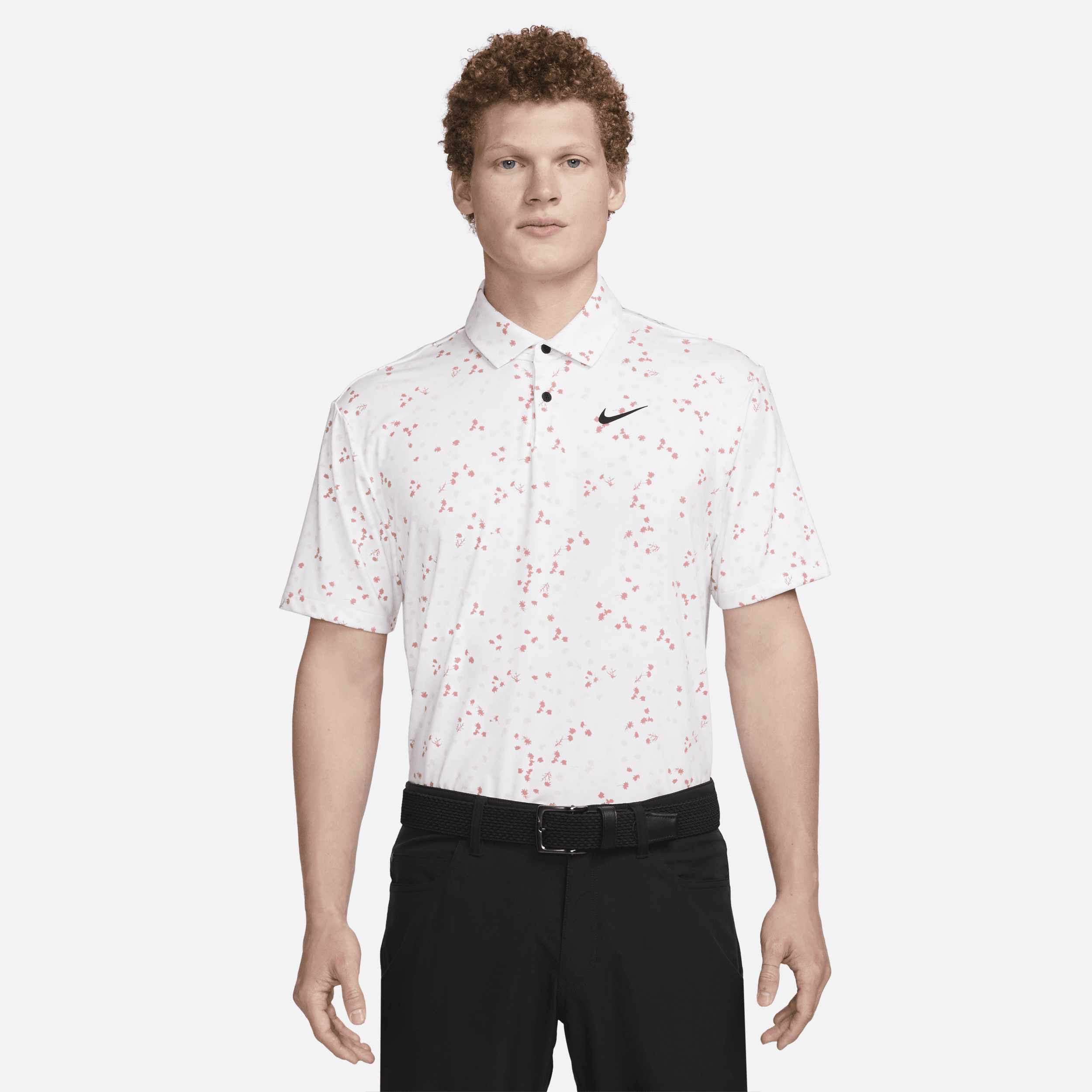 Nike Men's Dri-fit Tour Floral Golf Polo In White