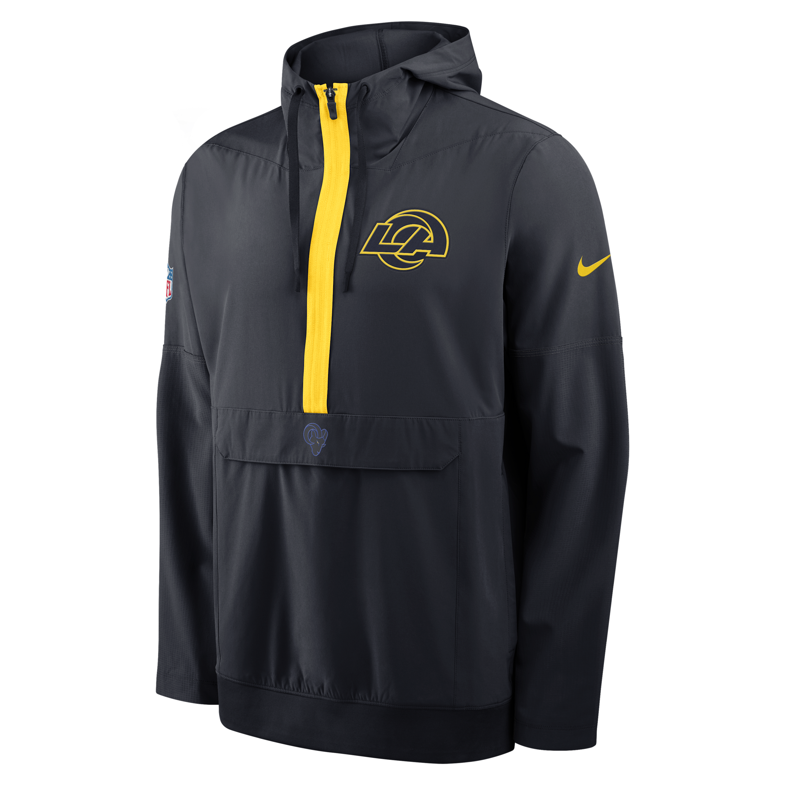 Los Angeles Rams Rivalries Collection Sideline Anorak Nike Men's NFL 1/2-Zip Hooded Jacket in Blue | 03AT0L169X-MDB