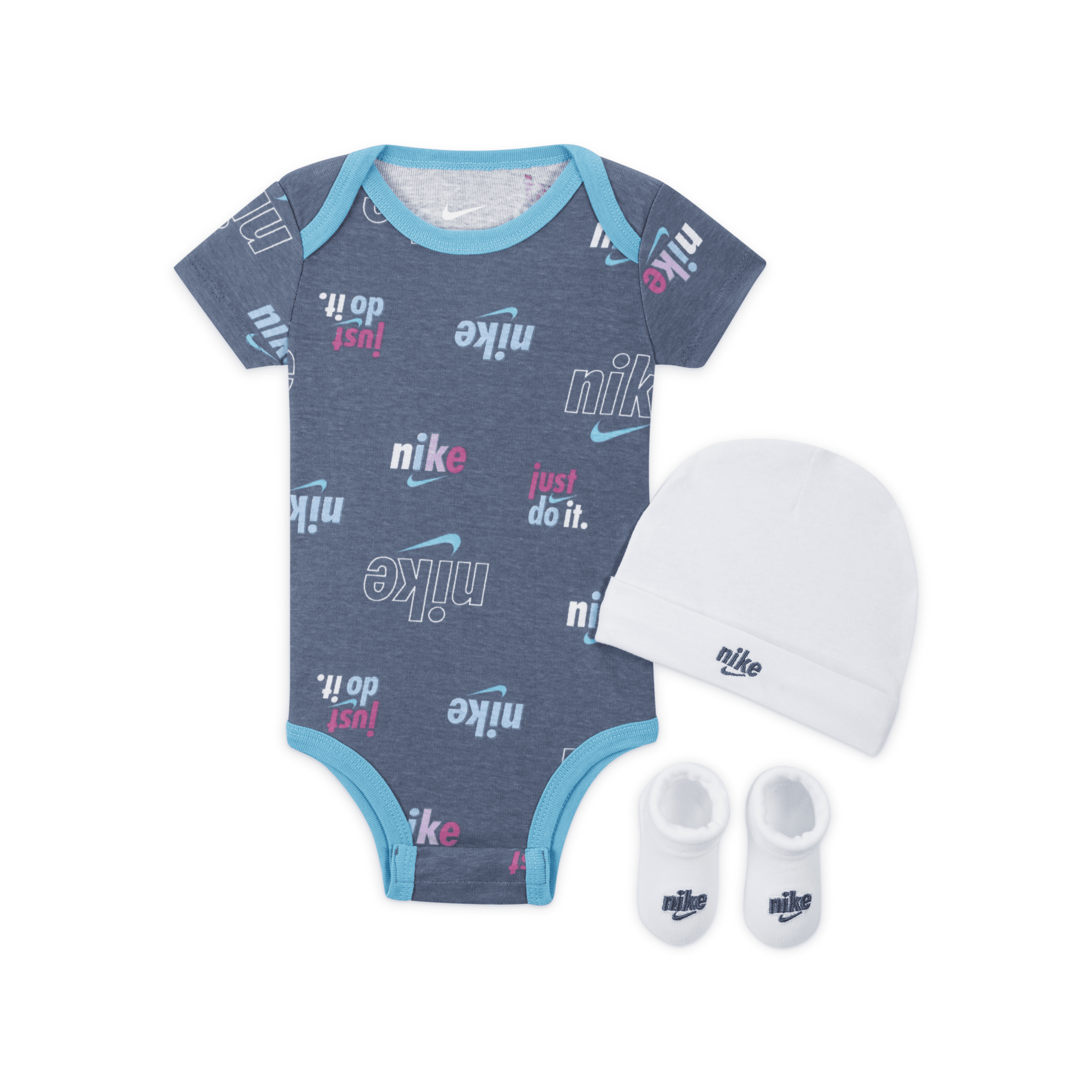 Nike E1d1 Neutral 3-piece Gift Set Baby 3-piece Box Set In Blue