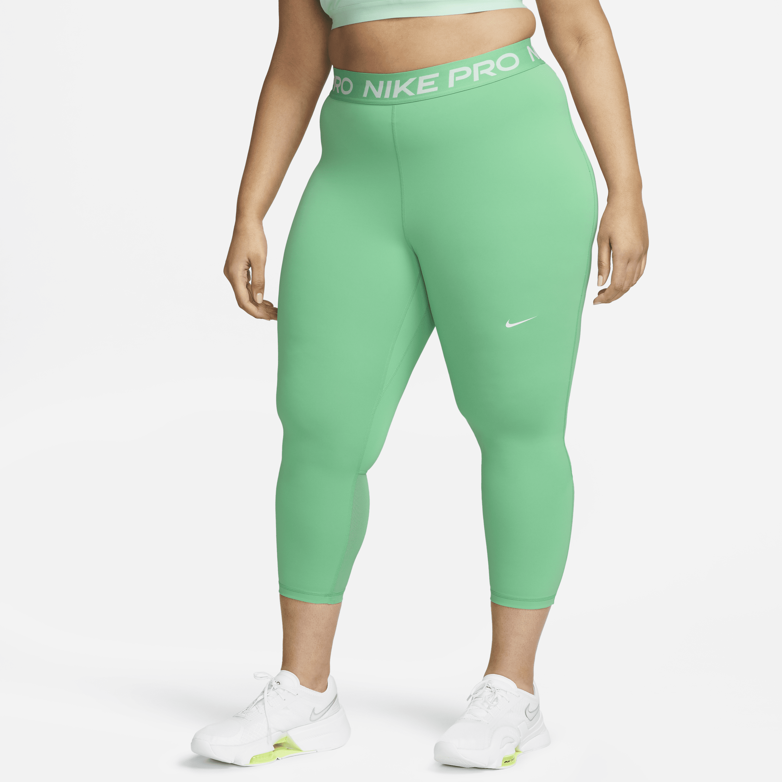 Nike Women's  Pro Mid-rise Crop Leggings (plus Size) In Green