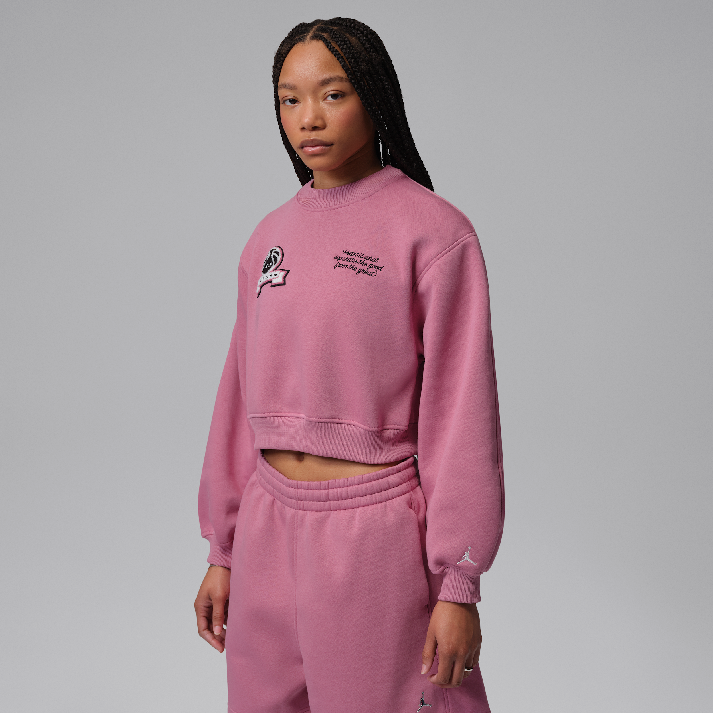 Jordan Women's Brooklyn Fleece Cropped Crewneck Sweatshirt in Desert Berry/Sail Size: XS
