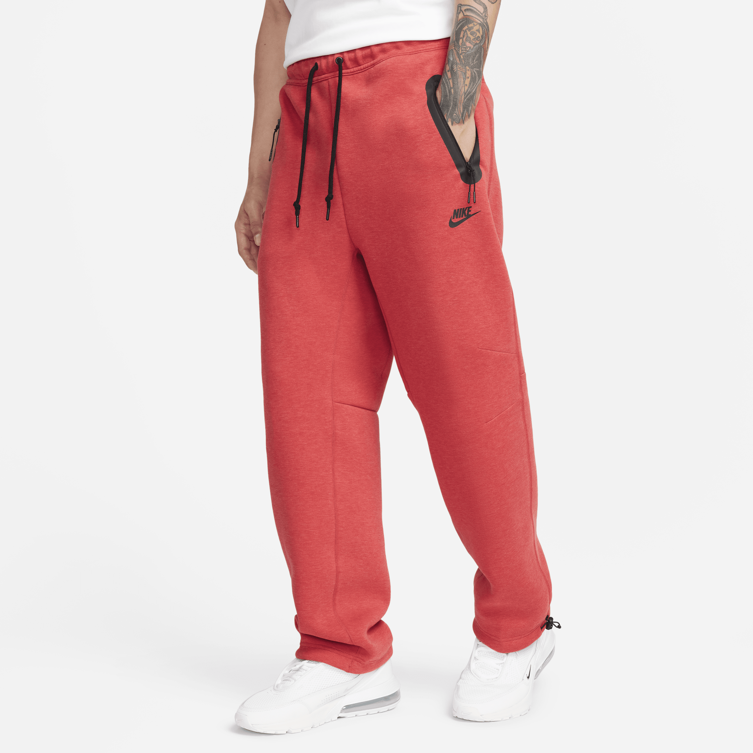 Shop Nike Men's  Sportswear Tech Fleece Open-hem Sweatpants In Red