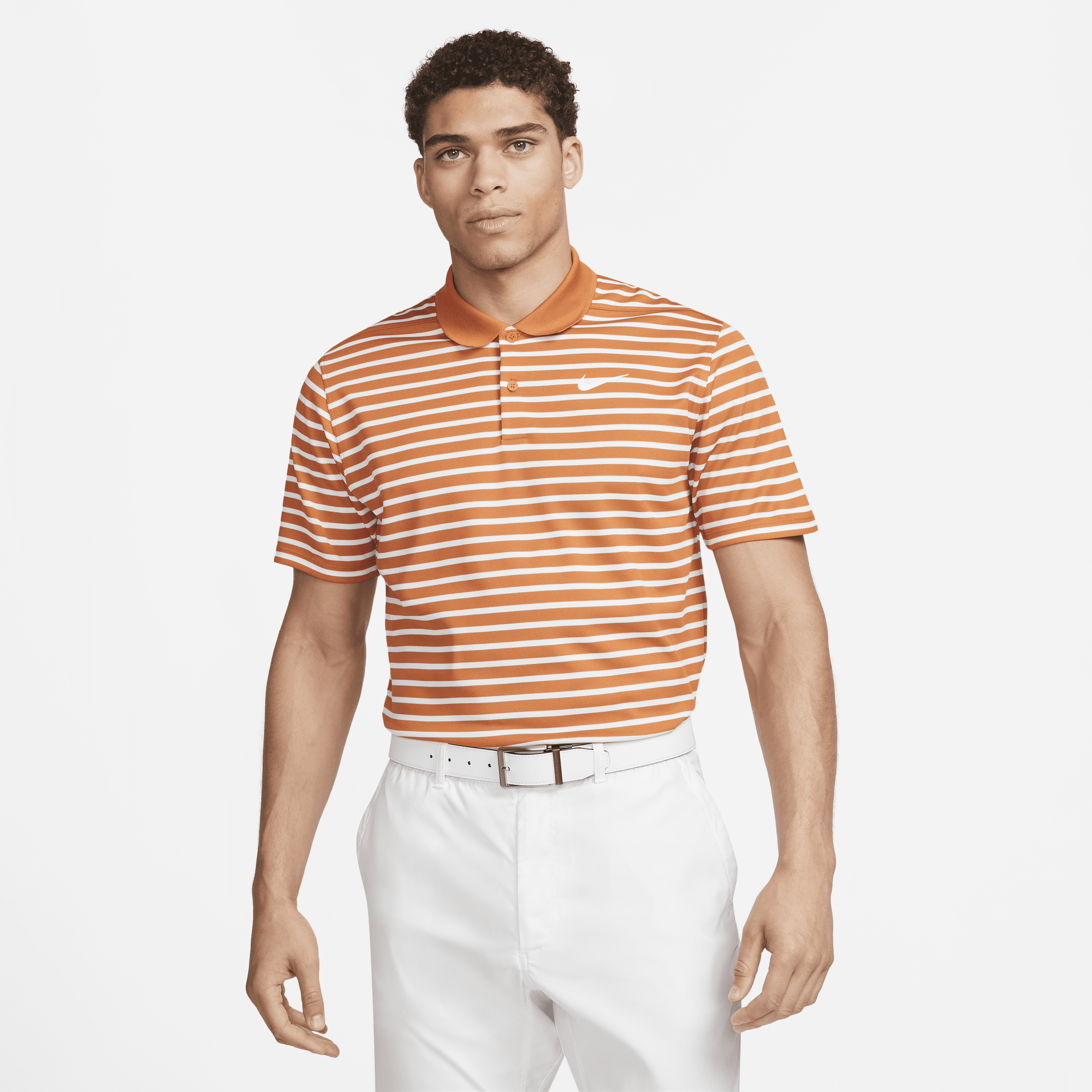 Nike Men's Dri-fit Victory Striped Golf Polo In Orange