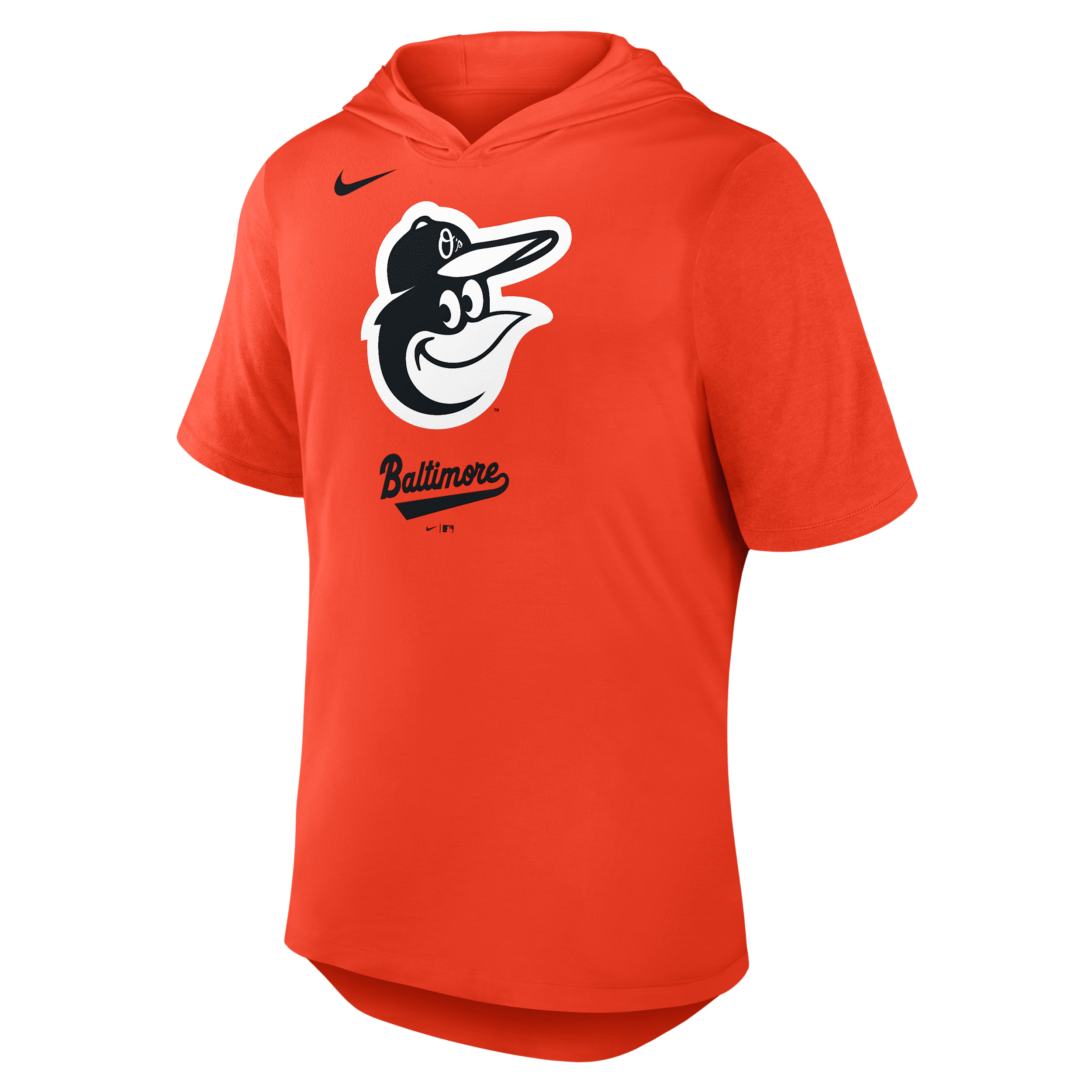 Baltimore Orioles Logo Nike Men's Dri-FIT MLB Hooded T-Shirt in Orange | 03NB03ANOLE-C8M