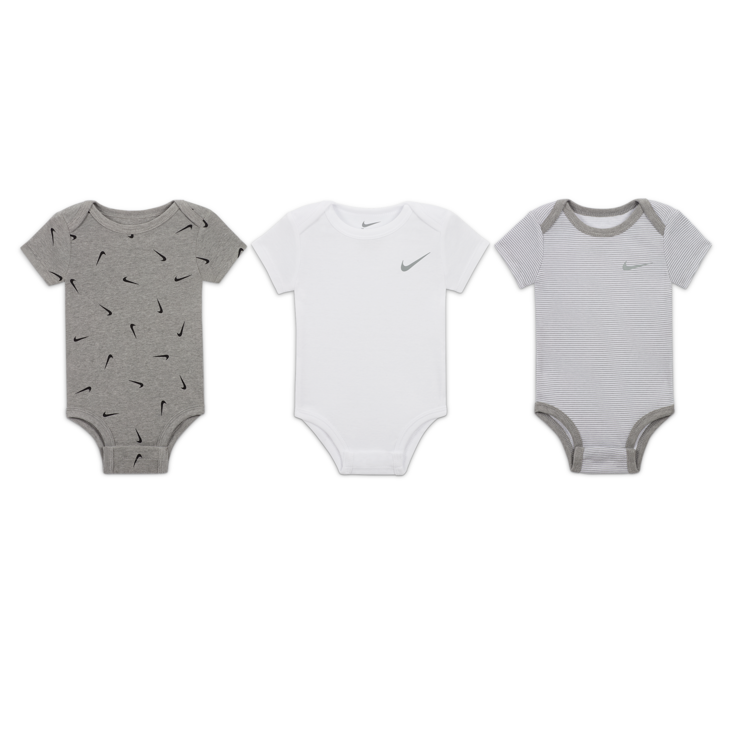 Nike E1d1 Baby (0-) Mix And Match Bodysuits (3-pack) In White